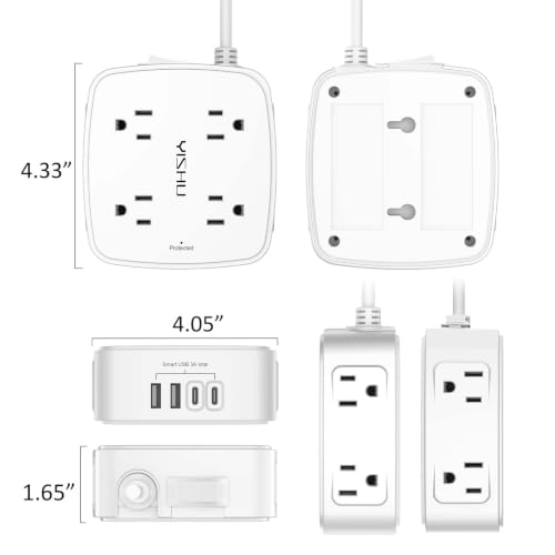 Thumbnail 6 de YISHU 6Ft Surge Protector Power Strip with 8 Widely Spaced Outlets & 4 USB Ports