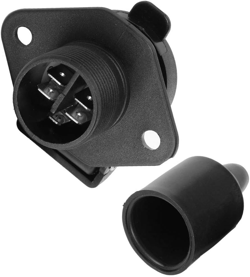 Detalle de AGRISHOP 12 V 3 Pin Trailer Plug Socket – Male & Female Wiring Connector Adapter