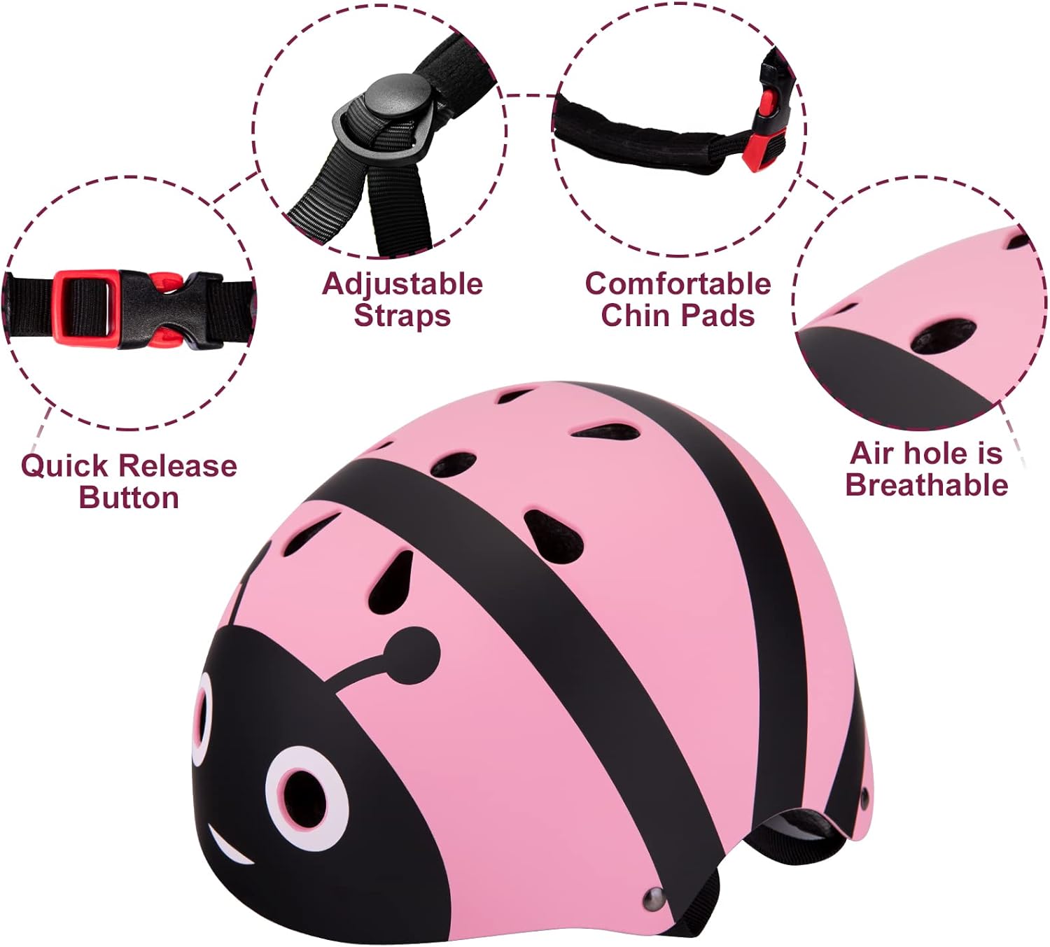 Detalle 2 de LZDMY Casque vélo enfant ajustable respirant (2 à 5 ans) avec protections