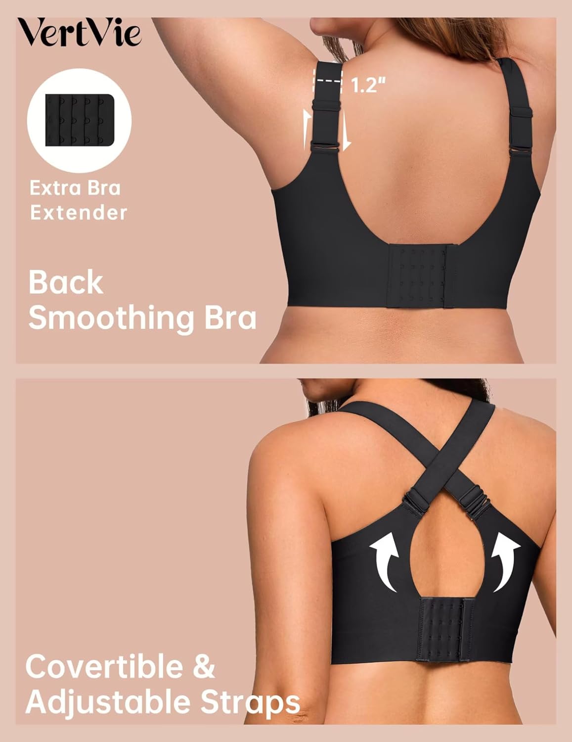 Detalle 2 de Vertvie Wirefree Gel Bra for Women (Plus Size) — Full Support, Back Coverage