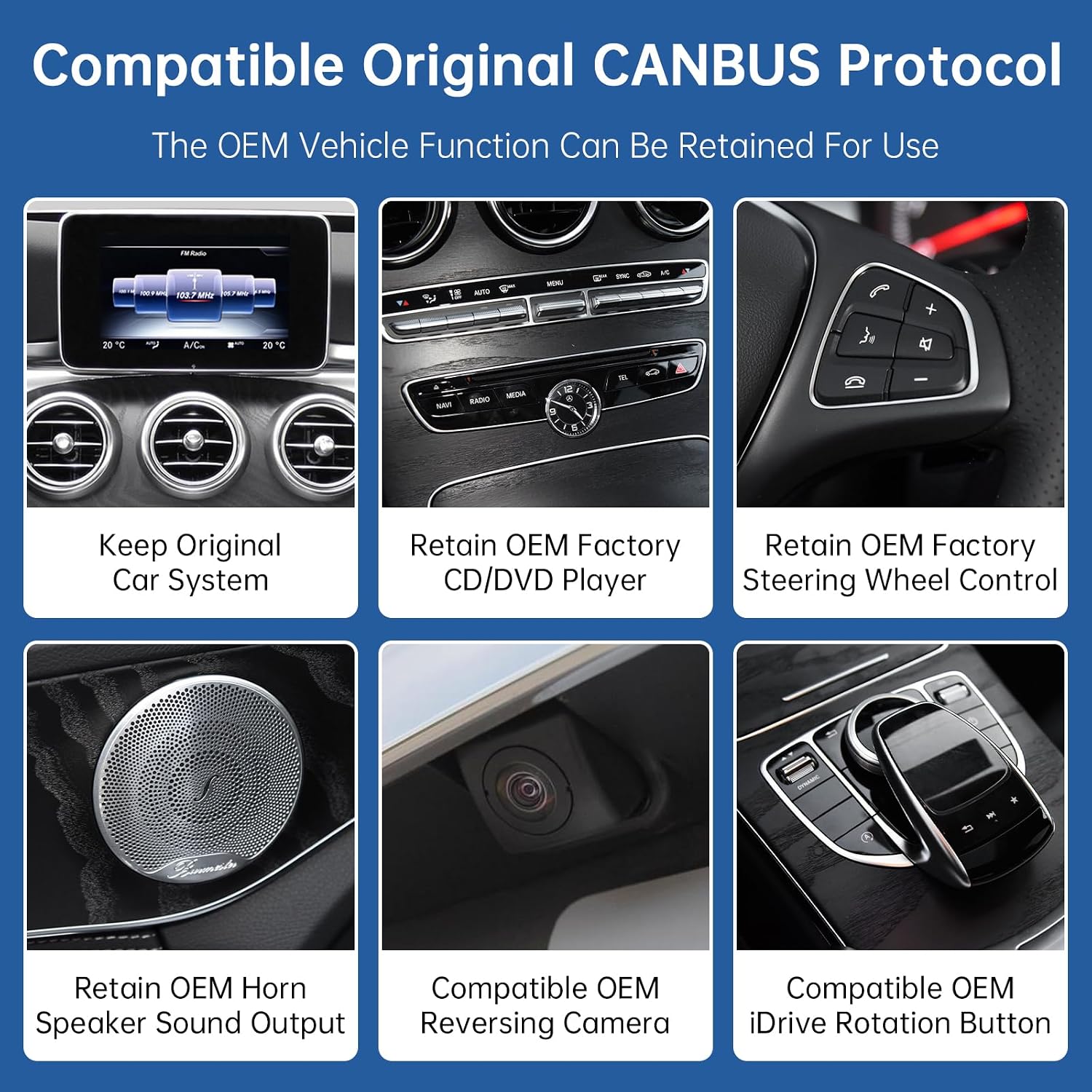 Detalle de Road Top Autoradio da 12,3” con CarPlay wireless e Android Auto wireless per Mercedes NTG5.0 (W205/W447, 2016-2018)