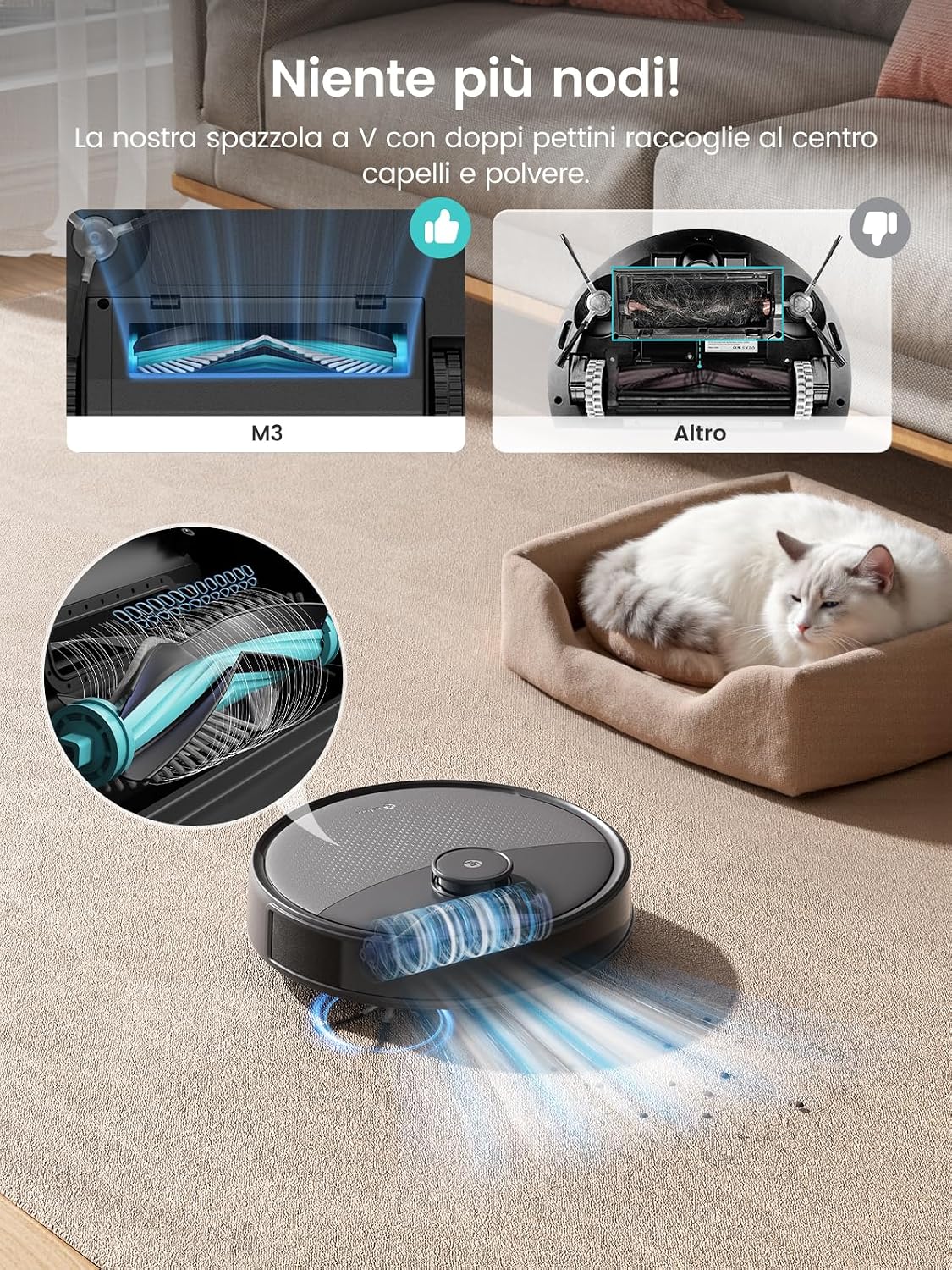 Detalle de Lefant M3: Robot Aspirapolvere Lavapavimenti con Mappatura 360° e Auto-svuotamento