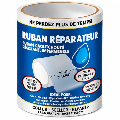 Detalle de ATG Kit réparation piscine sous l’eau – ruban étanche transparent 10×150 cm pour liner et surfaces lisses