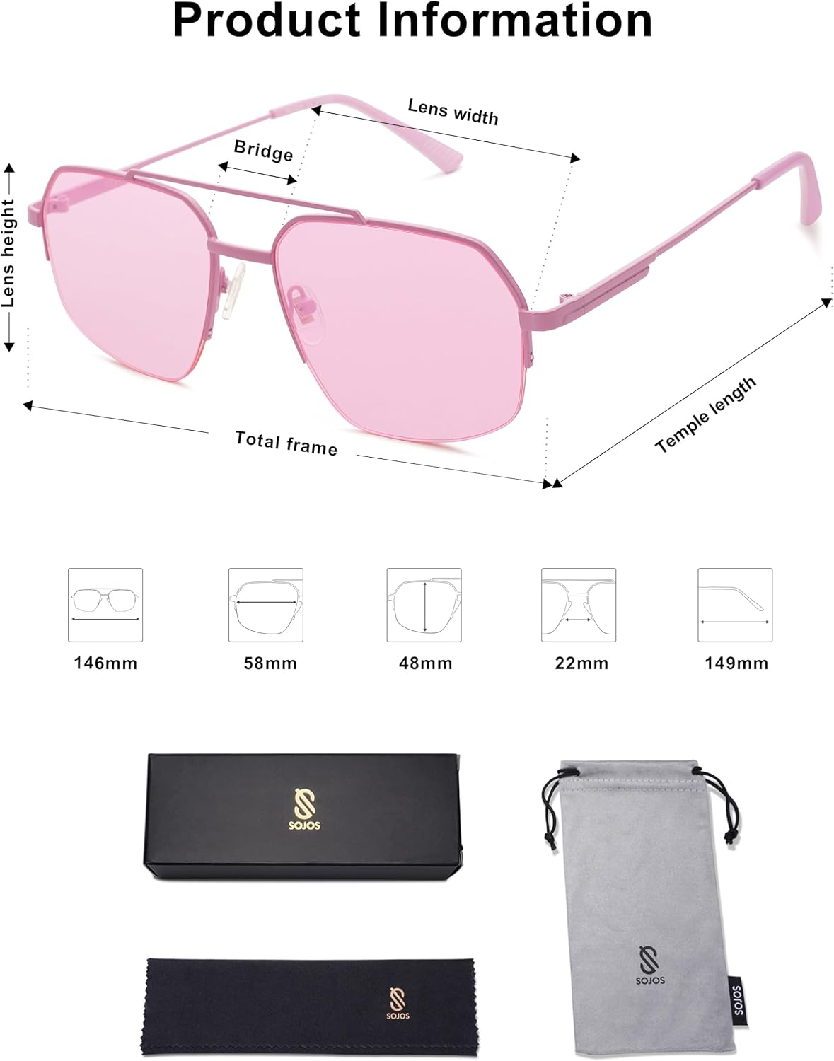Detalle 2 de SOJOS Aviator Sunglasses SJ1191