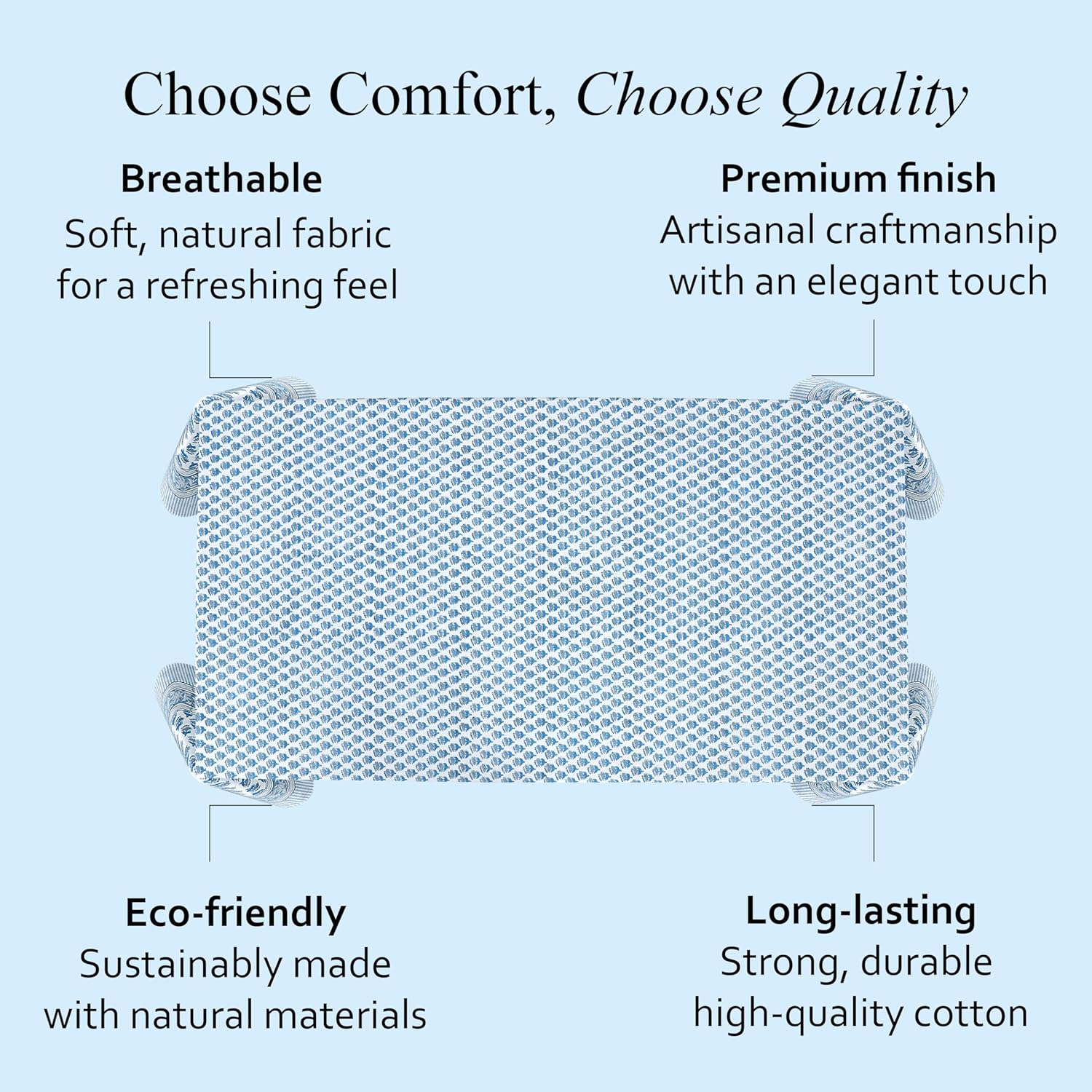 Thumbnail 5 de CPC Tablecloth 100% Cotton 70x108 Inch Indian Block Print Blue Tablecloth