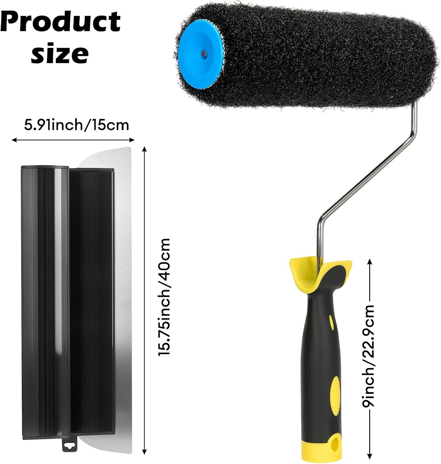 Detalle 2 de Drywall Skimming Blade Smoothing Spatula for Plastering — 16inch / 40cm with Paint Roller Cover