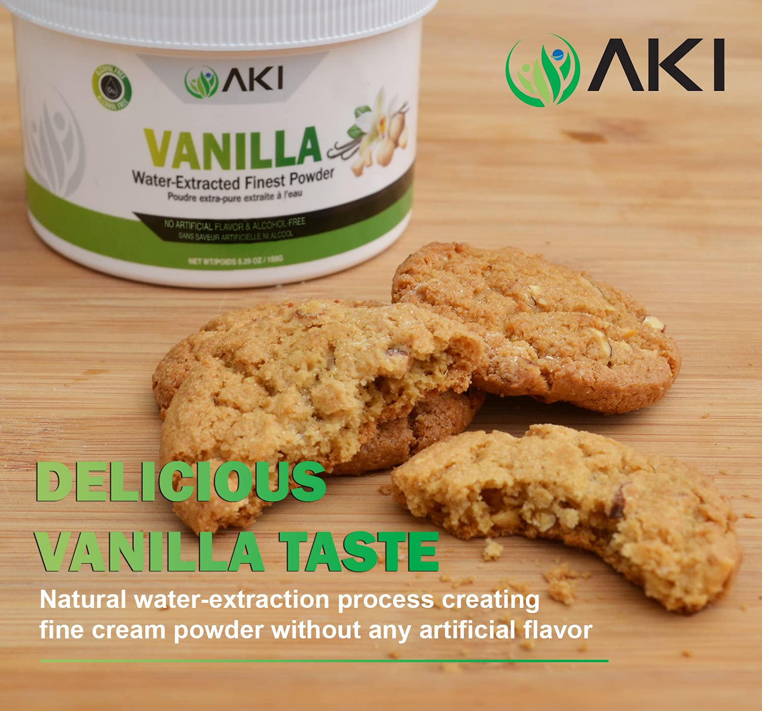 Detalle 2 de AKI ORGANIC Vanilla Extract Powder, Alcohol-Free, Non-GMO, 5.29 oz