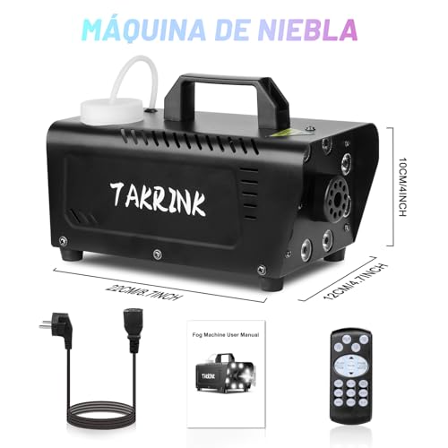 Thumbnail 8 de TAKRINK Máquina de Humo 900W Automática con 8 LED RGB y mando inalámbrico