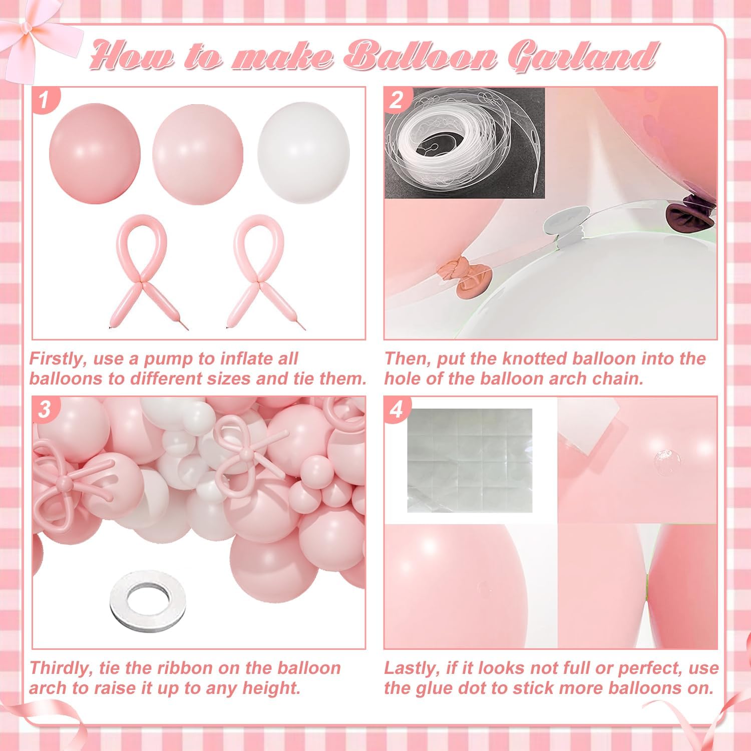 Thumbnail 6 de Coquette Coquette Birthday Decorations 145-Piece Pink and White Balloon Garland Arch Kit