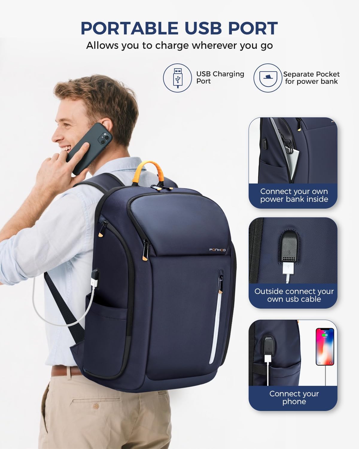 Thumbnail 2 de Ponhog Laptop Backpack for Men — 18.4 Inch Large Travel Backpack (40L)