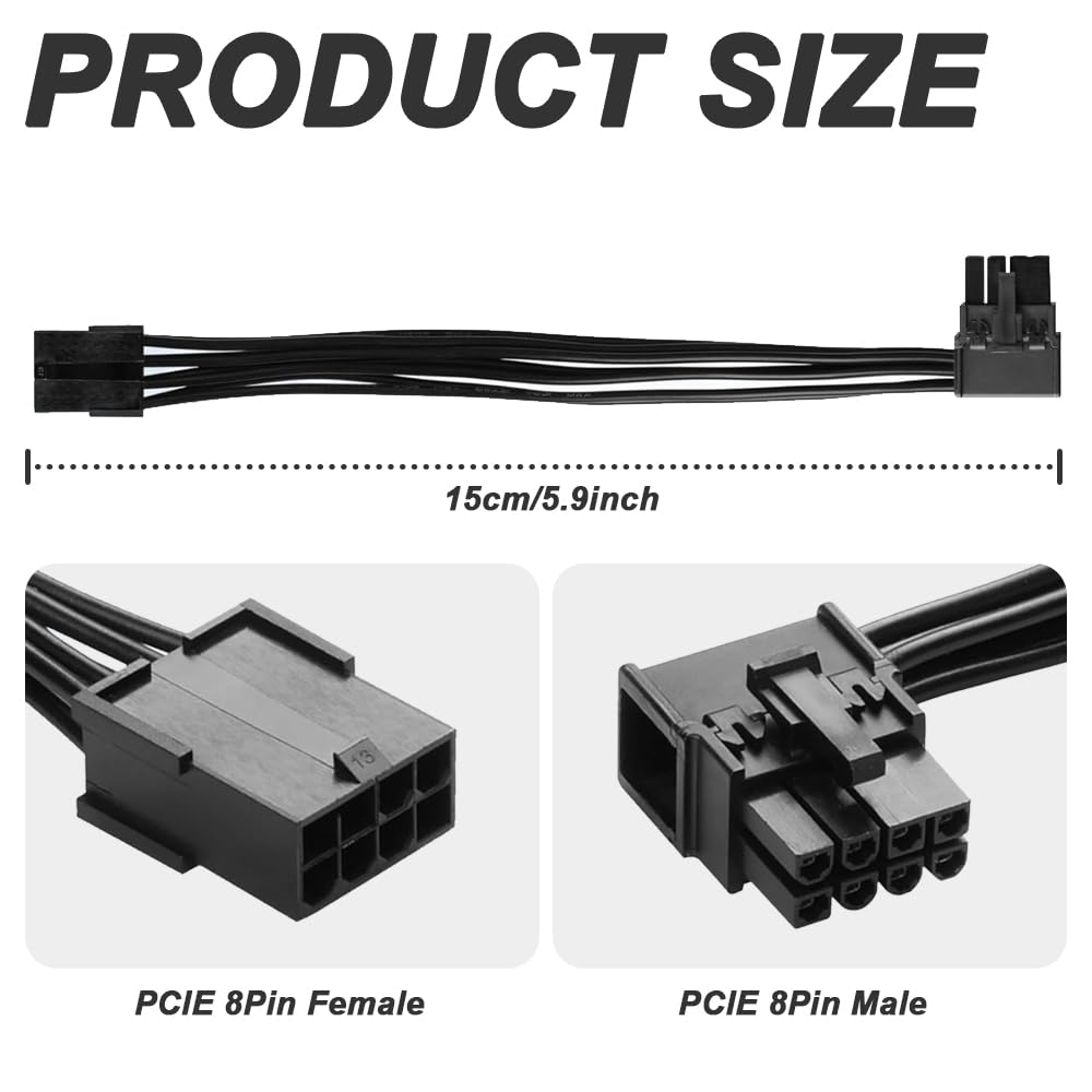 Thumbnail 2 de Xiatiaosann Right Angle PCIe 8-Pin Extension Cable (2-Pack) – 90° Male to Female Power Adapter for Graphics Cards