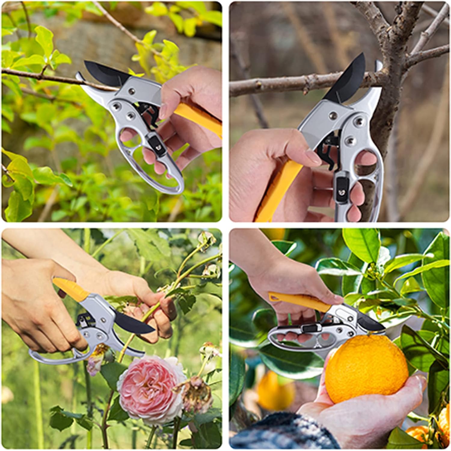 Thumbnail 6 de MEPEREZ Yellow Pruning Shears, Ratcheting Design, 1-Inch Cutting Capacity
