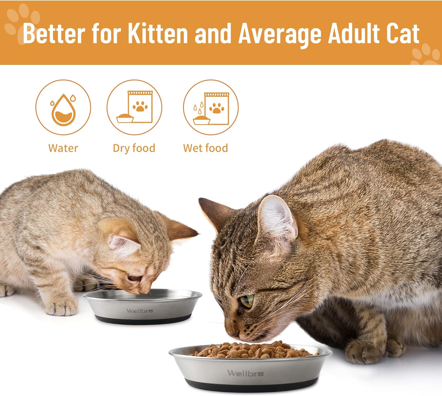 Thumbnail 5 de Wellbro 15 cm stainless steel cat bowls for food and water 🐱