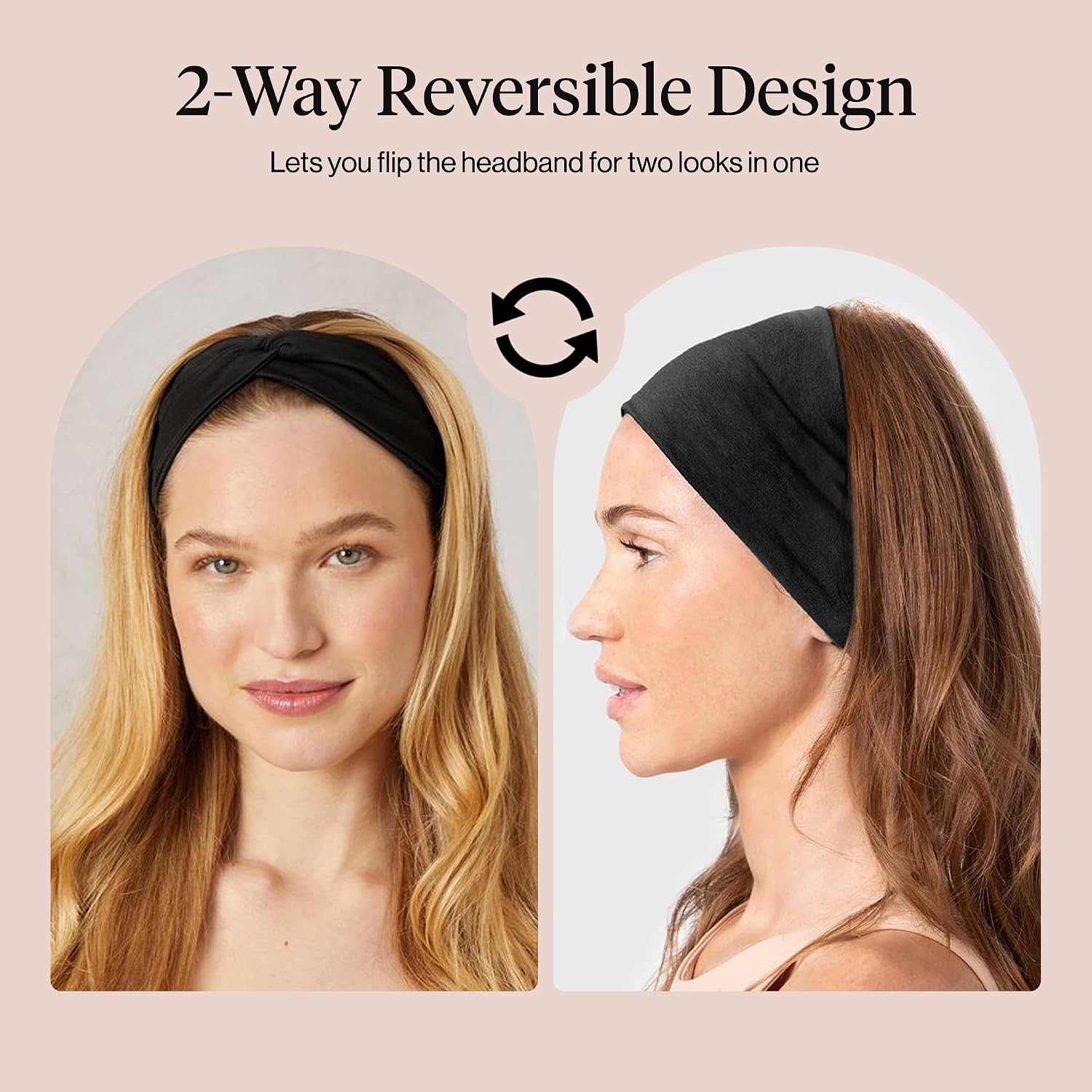 Detalle de Kitsch wide headbands, black and camel