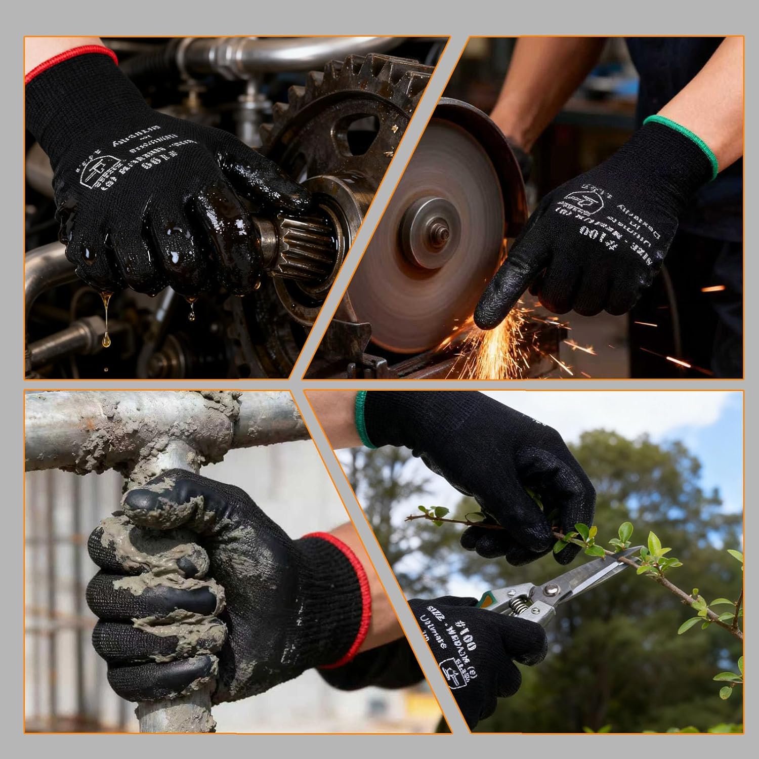 Detalle 2 de Donfri XL PU-coated safety work gloves 12 pairs