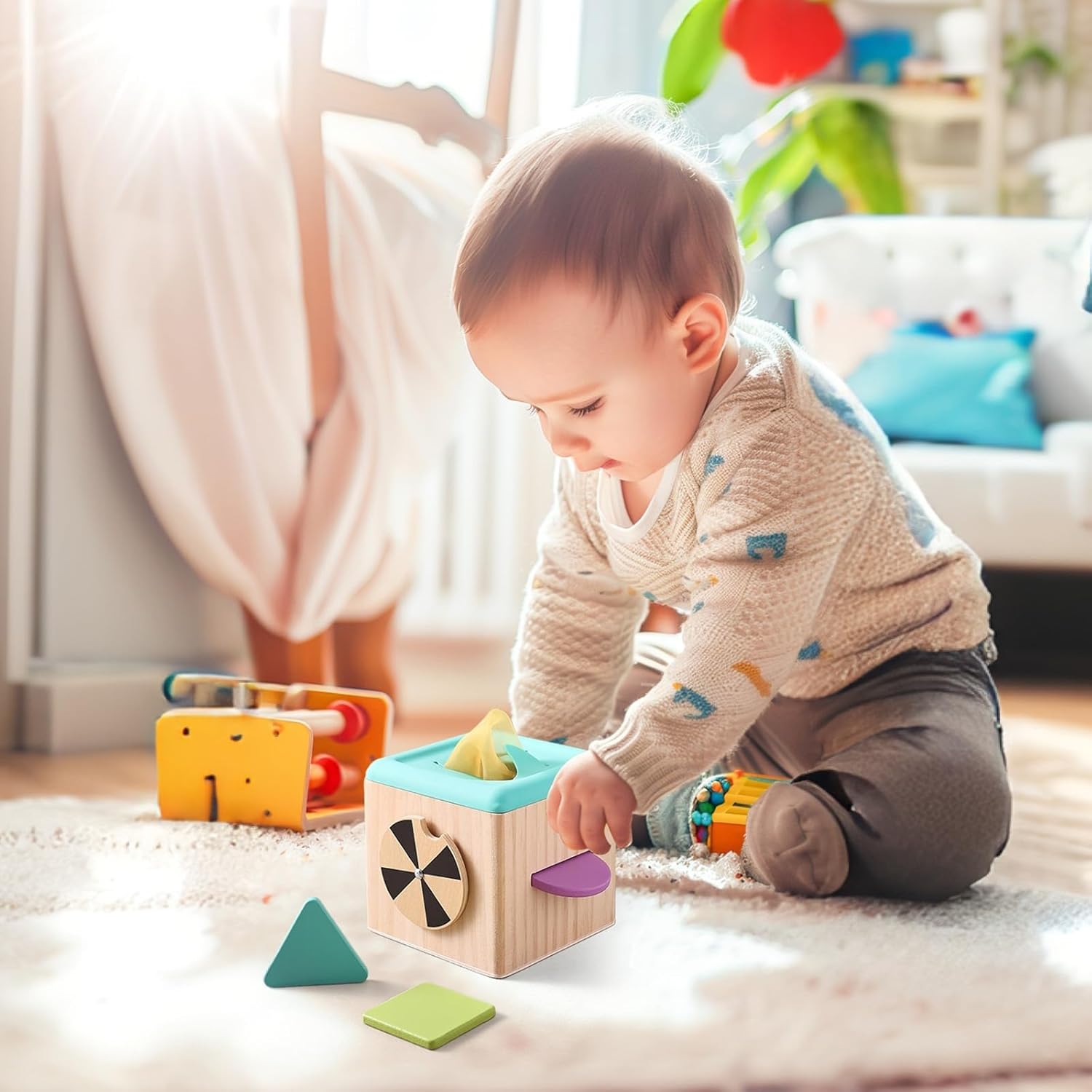 Thumbnail 6 de Youuys Wooden Baby Tissue Box Toy — Montessori Learning Gift for 12-24 Months