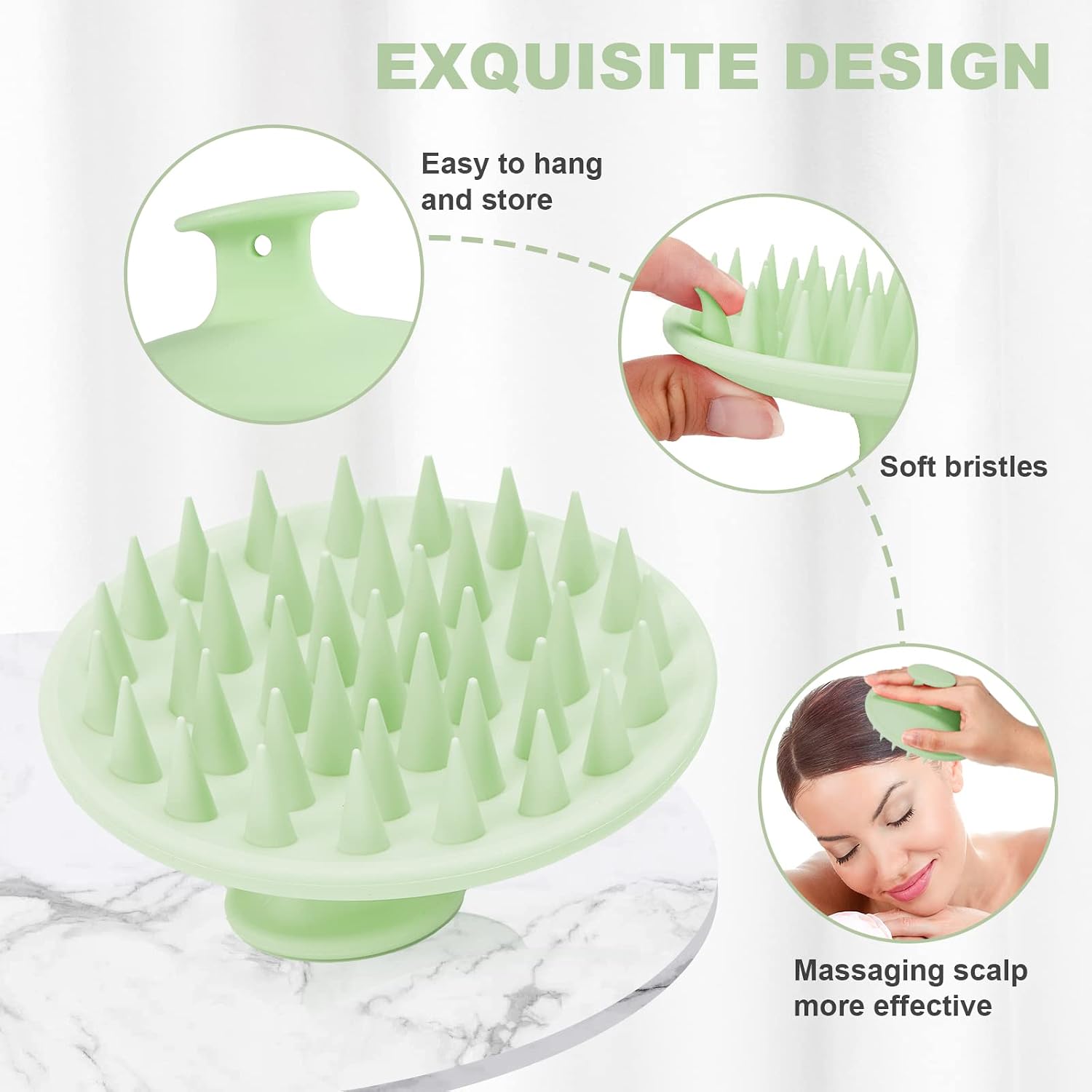 Thumbnail 2 de Meartchy 700f3d1f-b198-4ac8-8092-71400bbd1942 Silicone Scalp Massager Brush, Grass Green