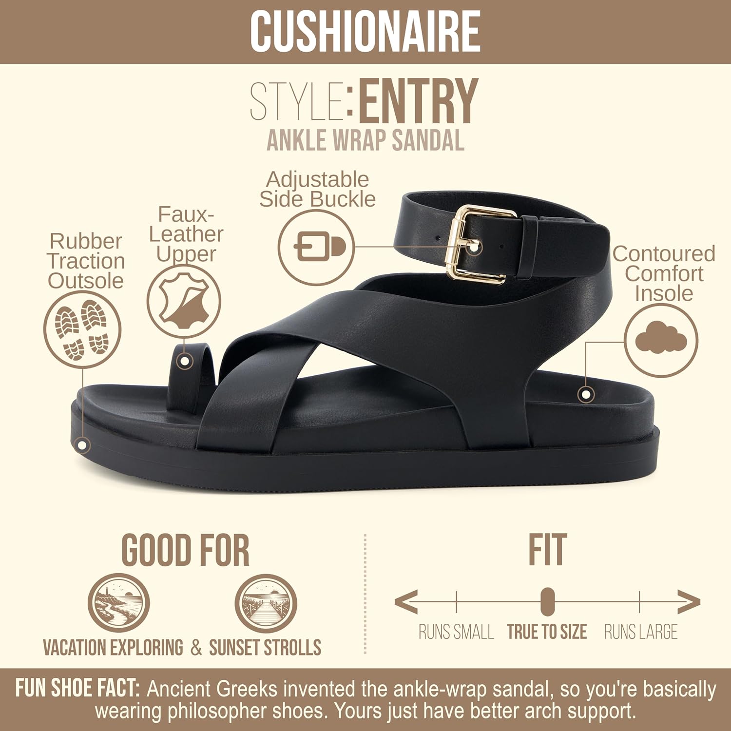 Detalle 2 de CUSHIONAIRE Entry Women’s Ankle Wrap Platform Sandals with Adjustable Strap