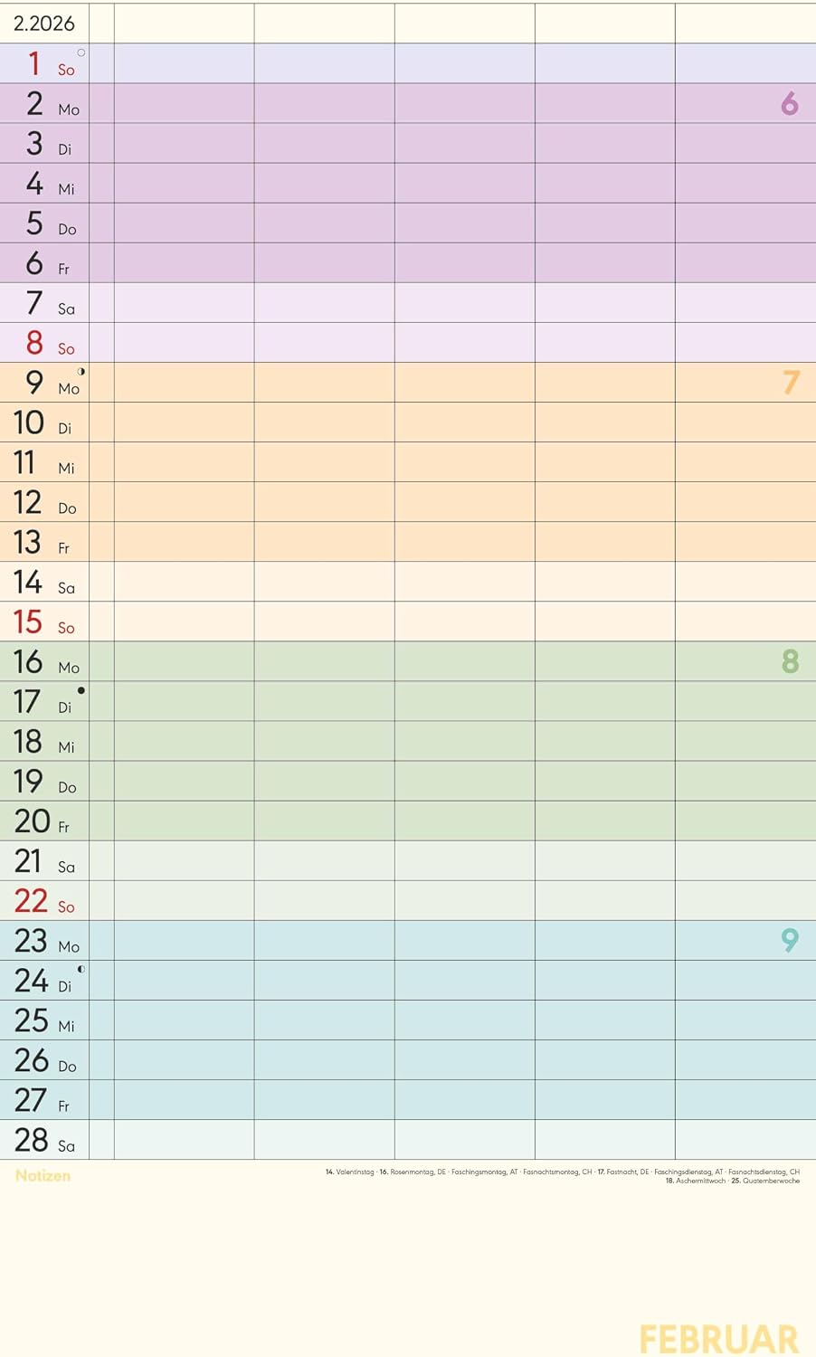 Thumbnail 3 de Alpha Edition - Superplaner Farbenfroh: 5 Spalten Familienkalender 2026, 26×45 cm