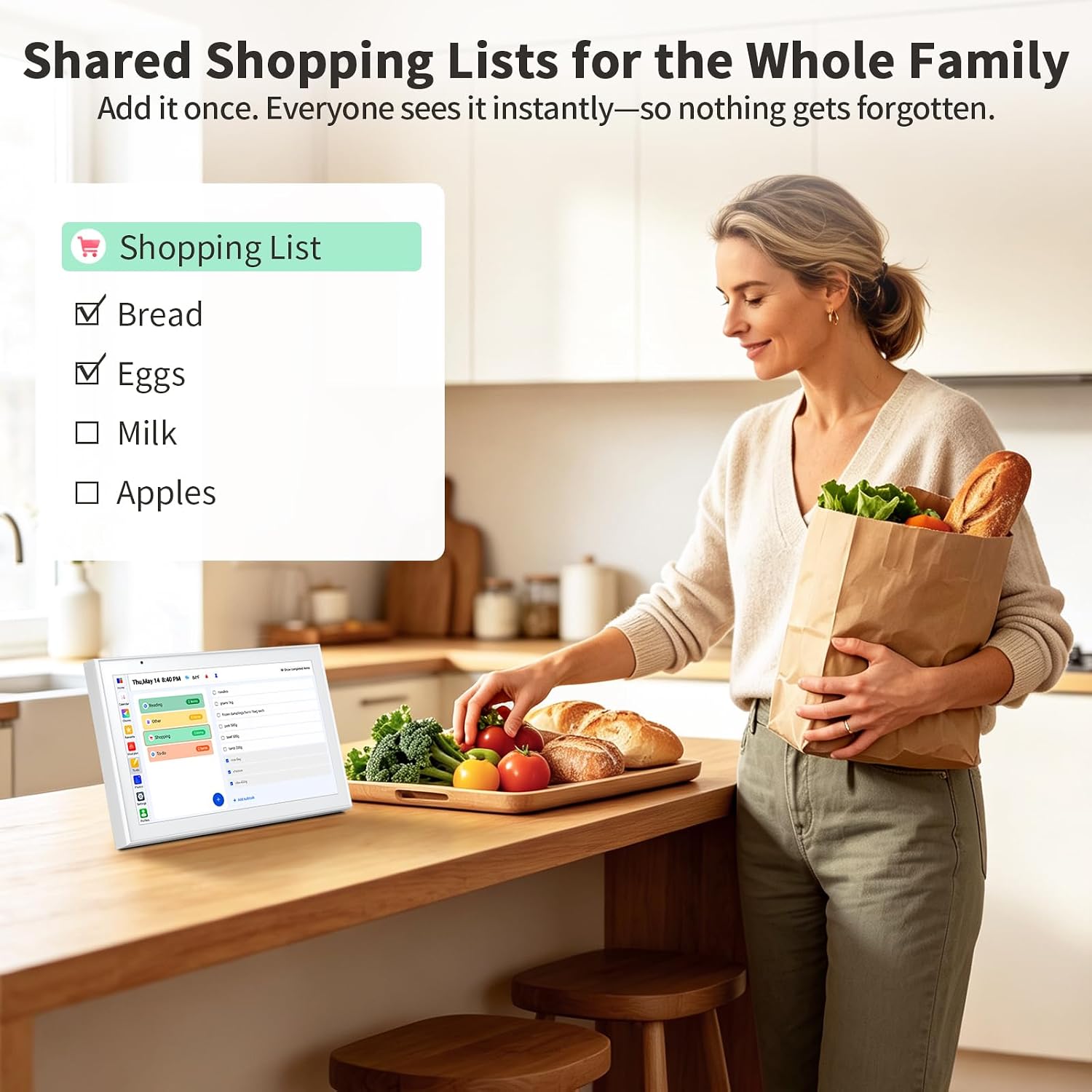 Detalle de VEJLD 10.1-Inch Smart Family Calendar with 1080p Touchscreen and Photo Frame