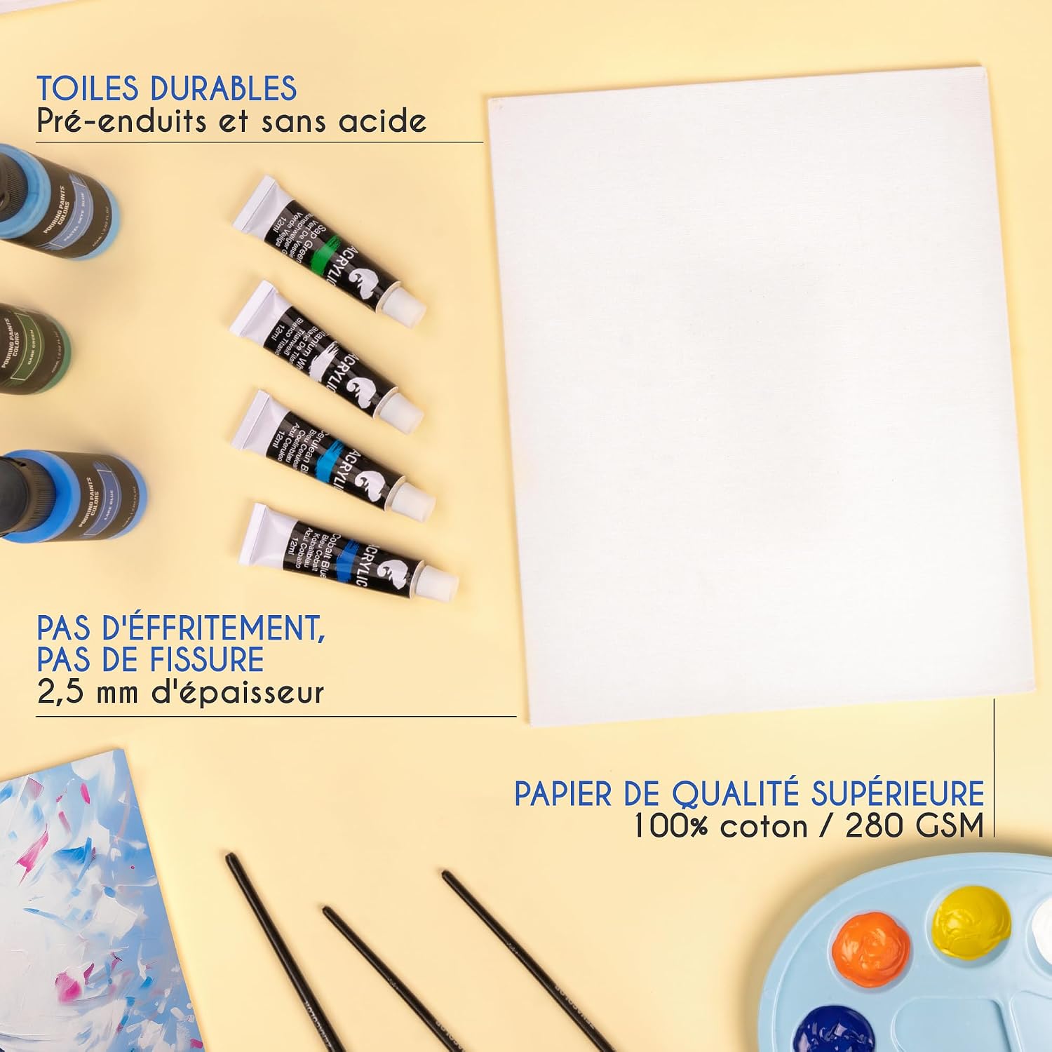 Detalle de Zenacolor Toiles à Peindre Set de 9 Canvas Coton