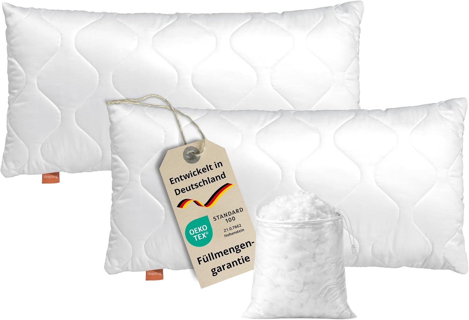 Detalle de sleepling Kopfkissen 40 x 80 cm 2er Set – Allergikerkissen