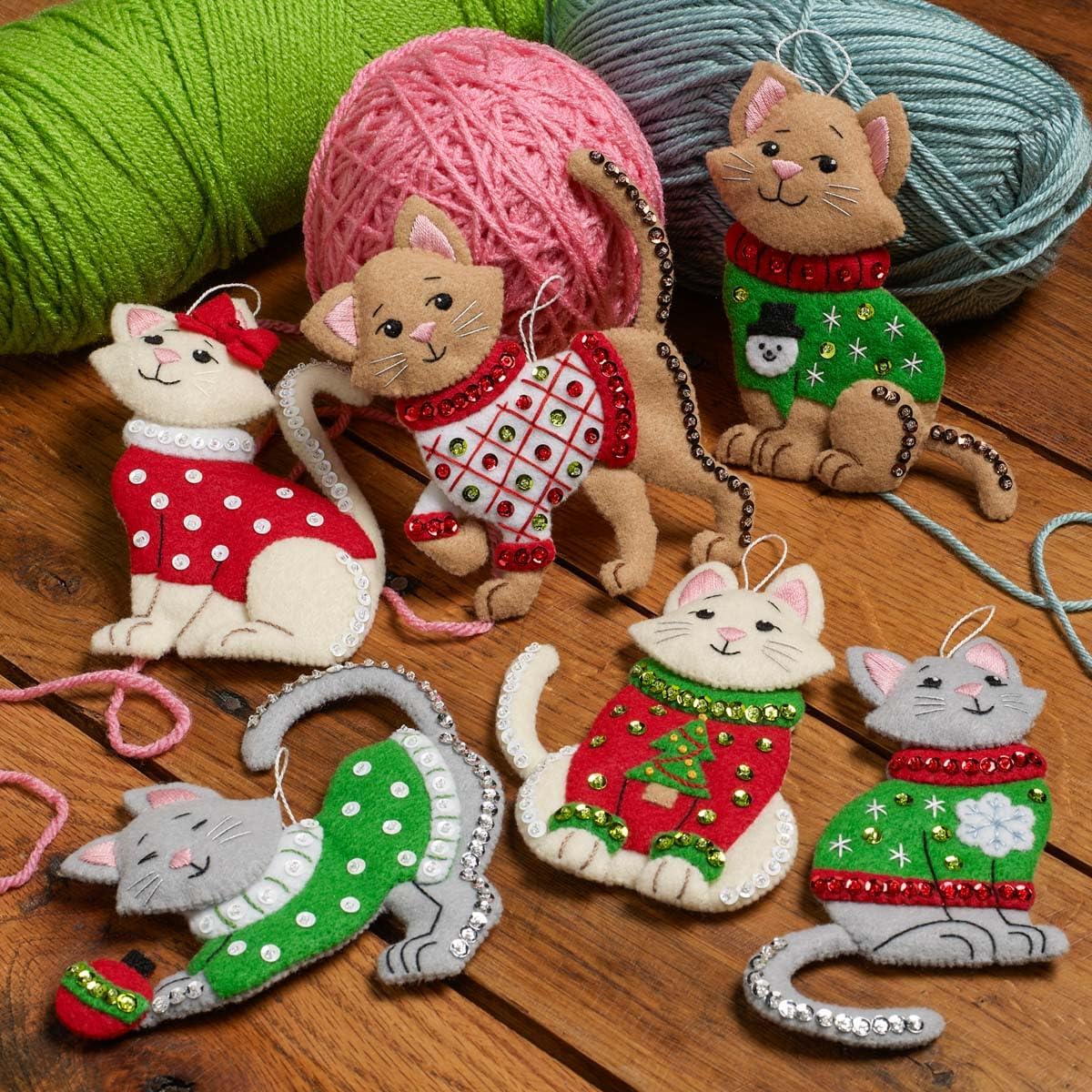 Thumbnail 1 de Kit Bucilla ornements en velours avec 6 chats 🎄