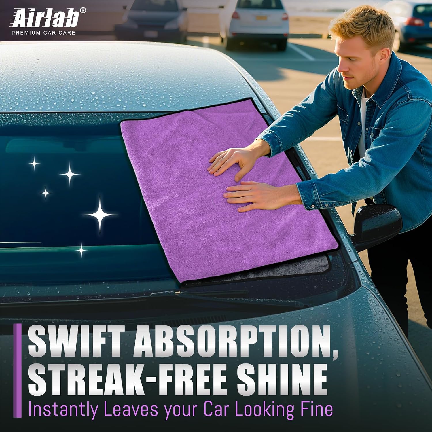 Thumbnail 4 de Airlab 2X Extra Large Thick Microfibre Car Drying Towel 90x60cm