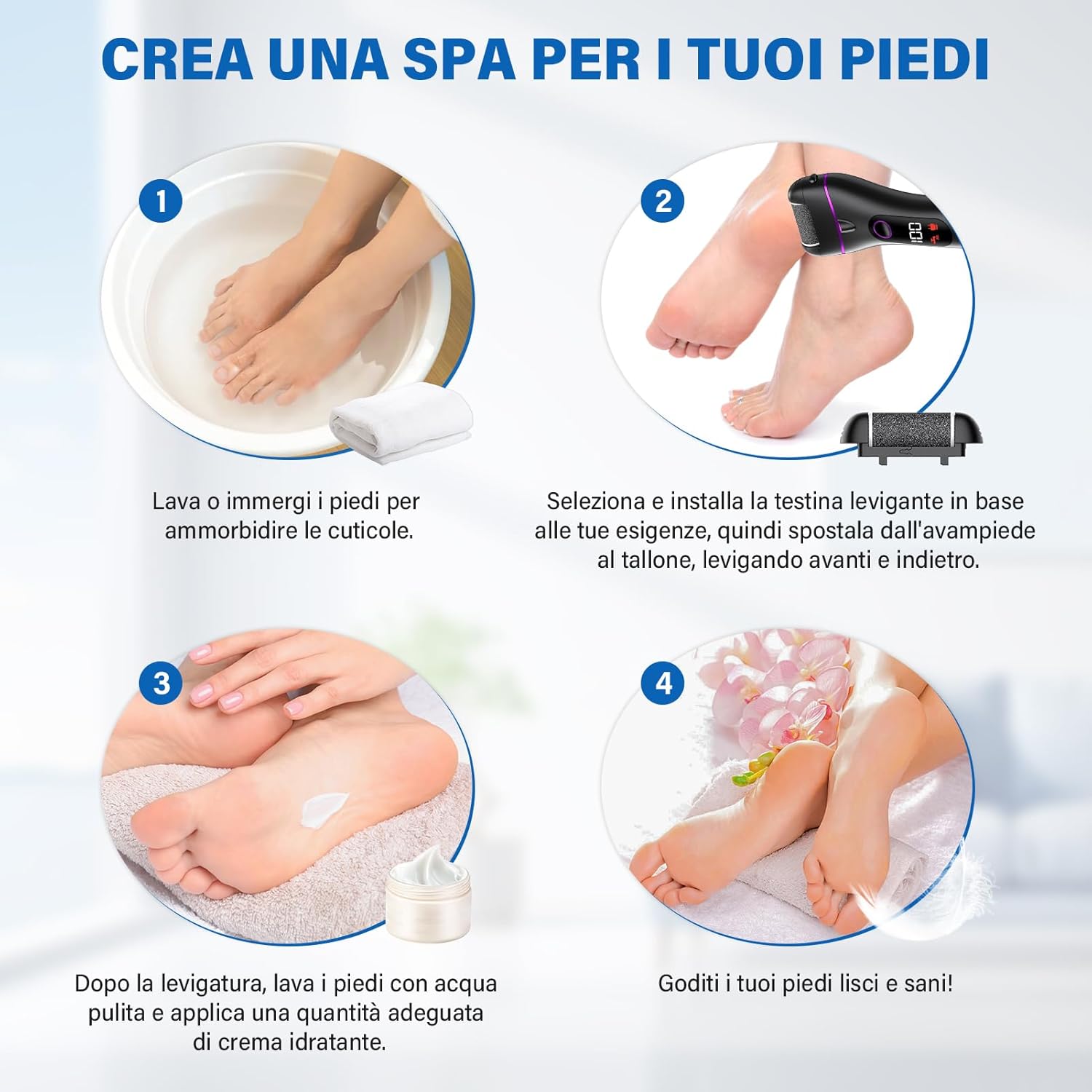 Thumbnail 4 de Ehomfory Pedicure Elettrico Professionale Piedi: Set Rimozione Calli con 3 Velocità e Illuminazione