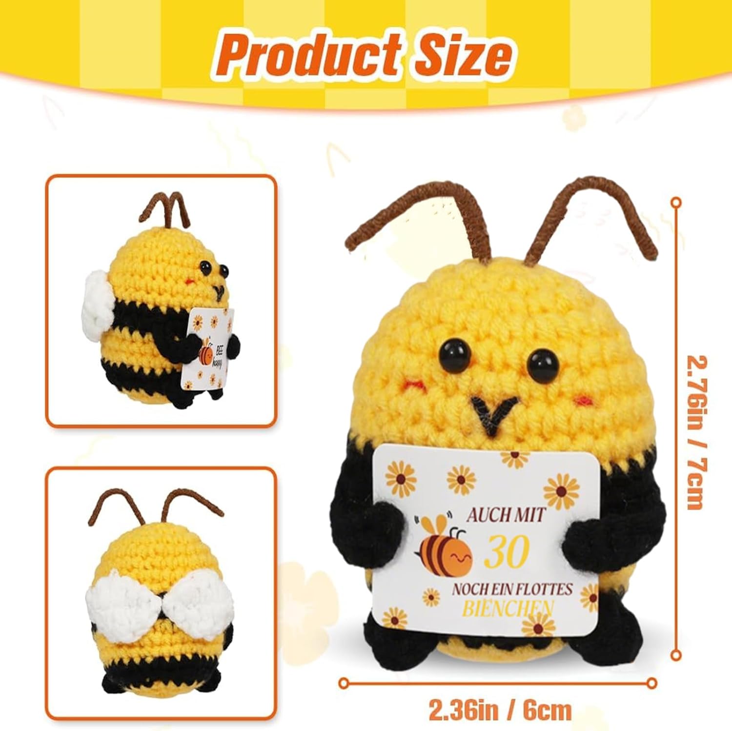 Thumbnail 3 de JoyJoyful Pocket Hug Biene Glücksbringer – Handgemachter Glücksbringer in kleines Bienchen-Design