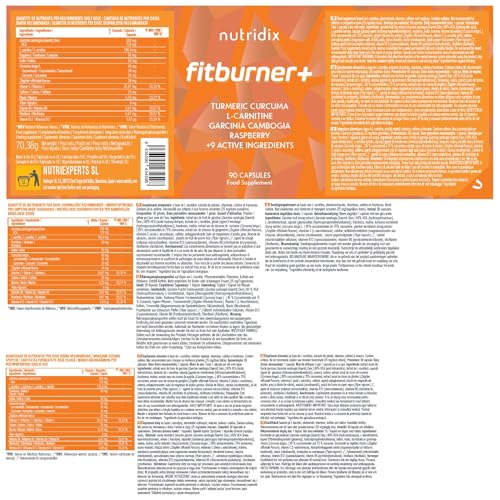 Detalle 1 de FitBurner - Quemagrasa de Nutridix: L-Carnitina + Garcinia Cambogia, 90 cápsulas para 3 meses
