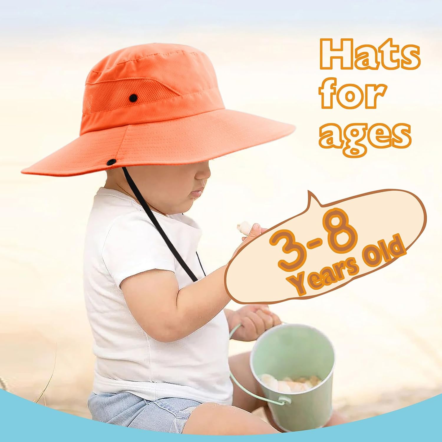 Thumbnail 4 de DRESHOW toddler sun hat (3–8 years) with UV protection, foldable mesh and chin strap