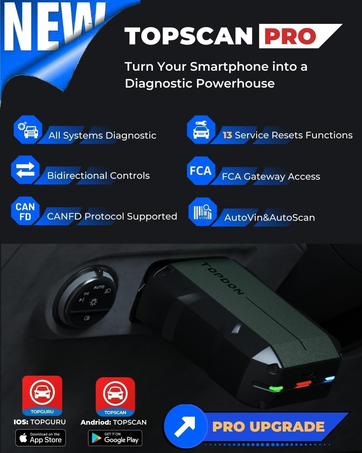 Thumbnail 1 de TOPDON TopScan Pro OBD2 Diagnosegerät für Autos
