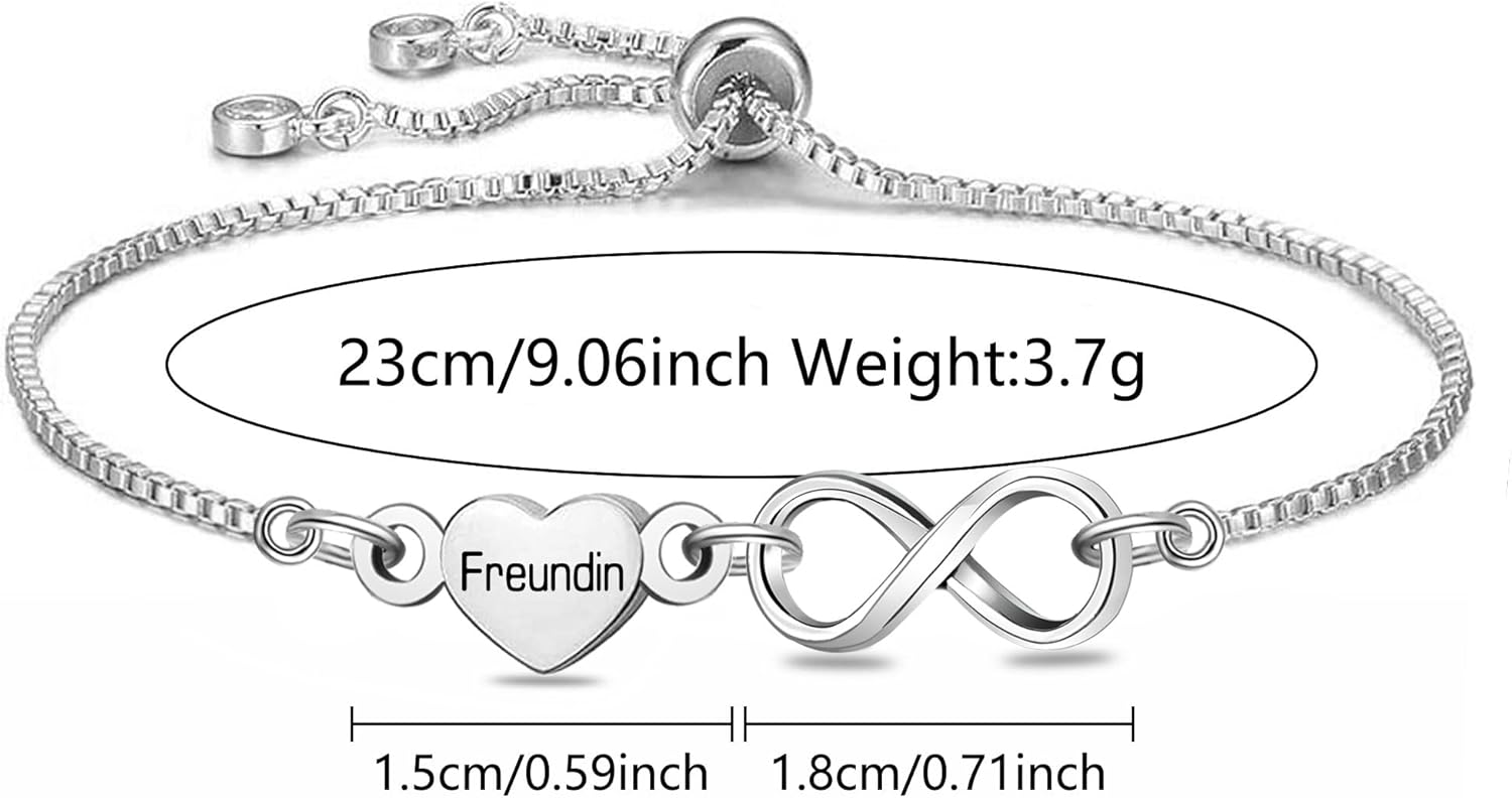 Thumbnail 1 de HEYEJET Unendlichkeit Liebe Armband für Frauen – verstellbares Silberschmuckarmband