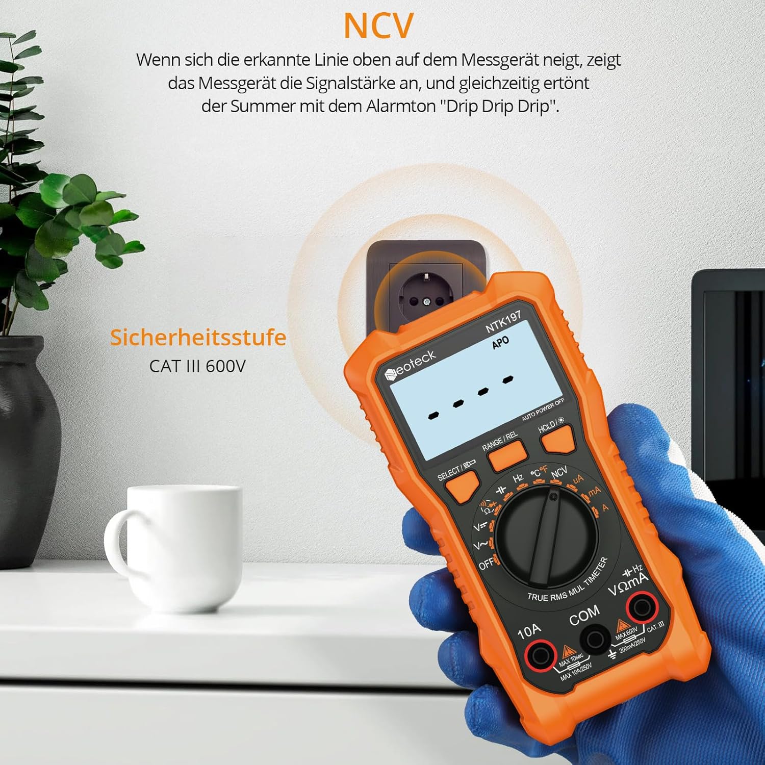 Thumbnail 3 de Neoteck Digital Multimeter (Spannungsprüfer) mit NCV, AC/DC und 2000 Zählern