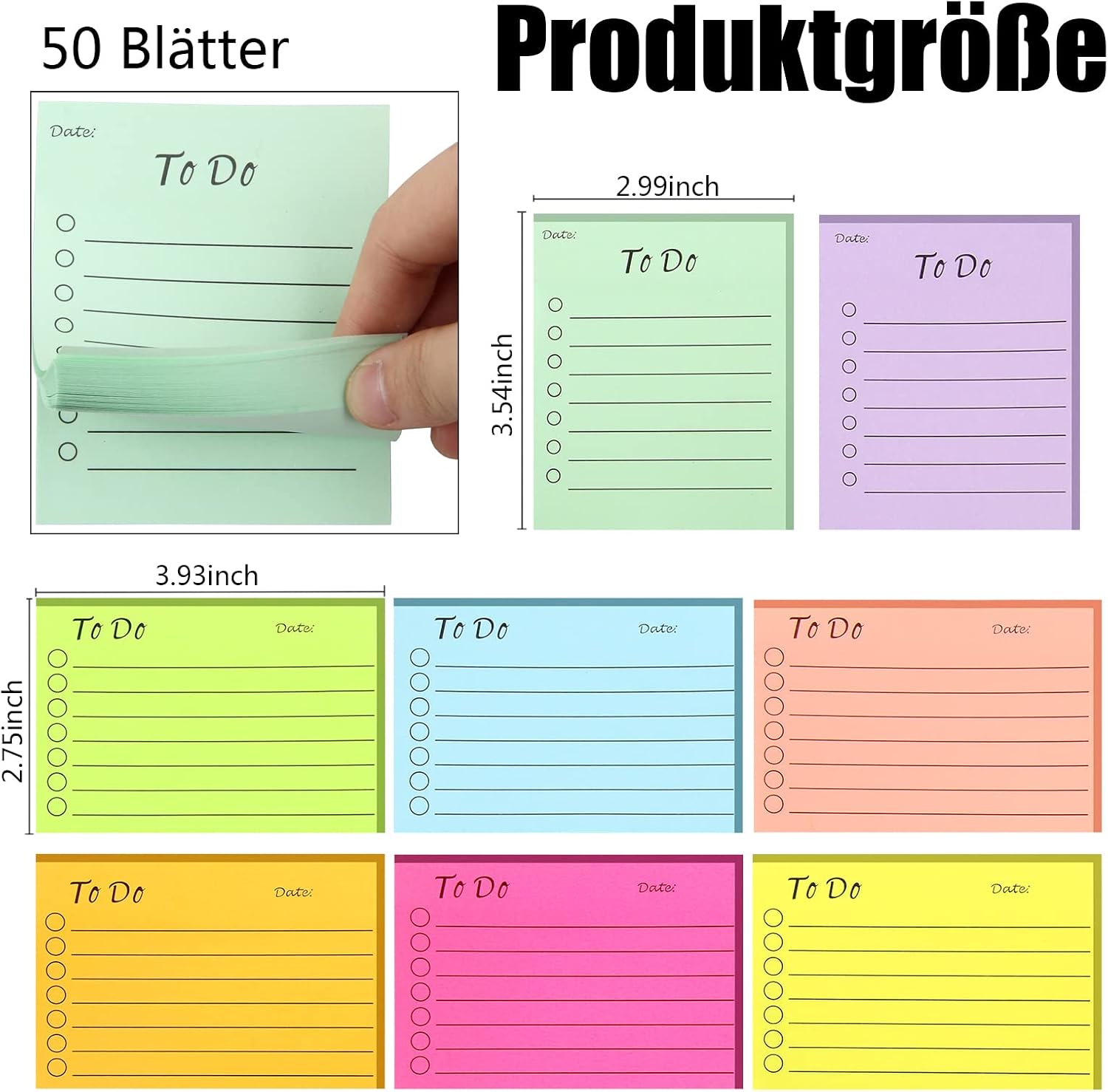 Thumbnail 6 de Newplenty To Do Lijst zelfklevende notitieblokken, gelinieerd en in 8 kleuren