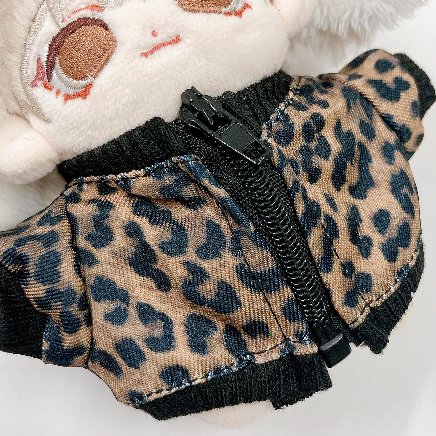 Detalle de ヒョウ柄ジャケット 10cm前後のぬいぐるみ用ジッパーコスチューム ブラウン