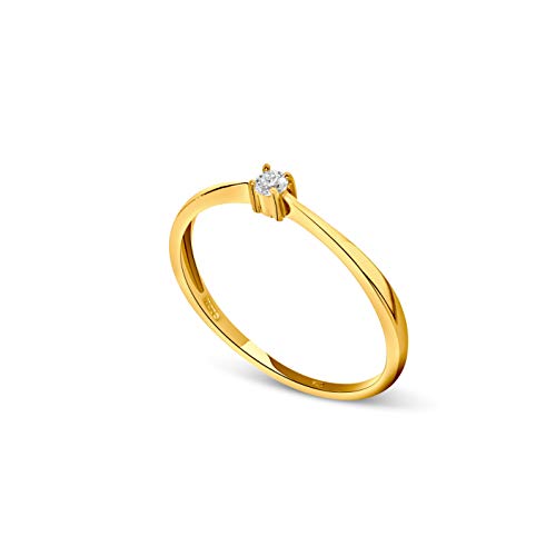 Detalle de MIORE Anello di fidanzamento con diamante 0,05 ct in oro giallo 9K – Solitario brillante