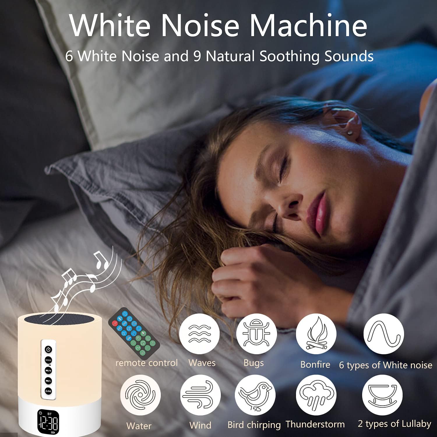 Thumbnail 1 de Night Light Bluetooth Speaker Bedside Lamp