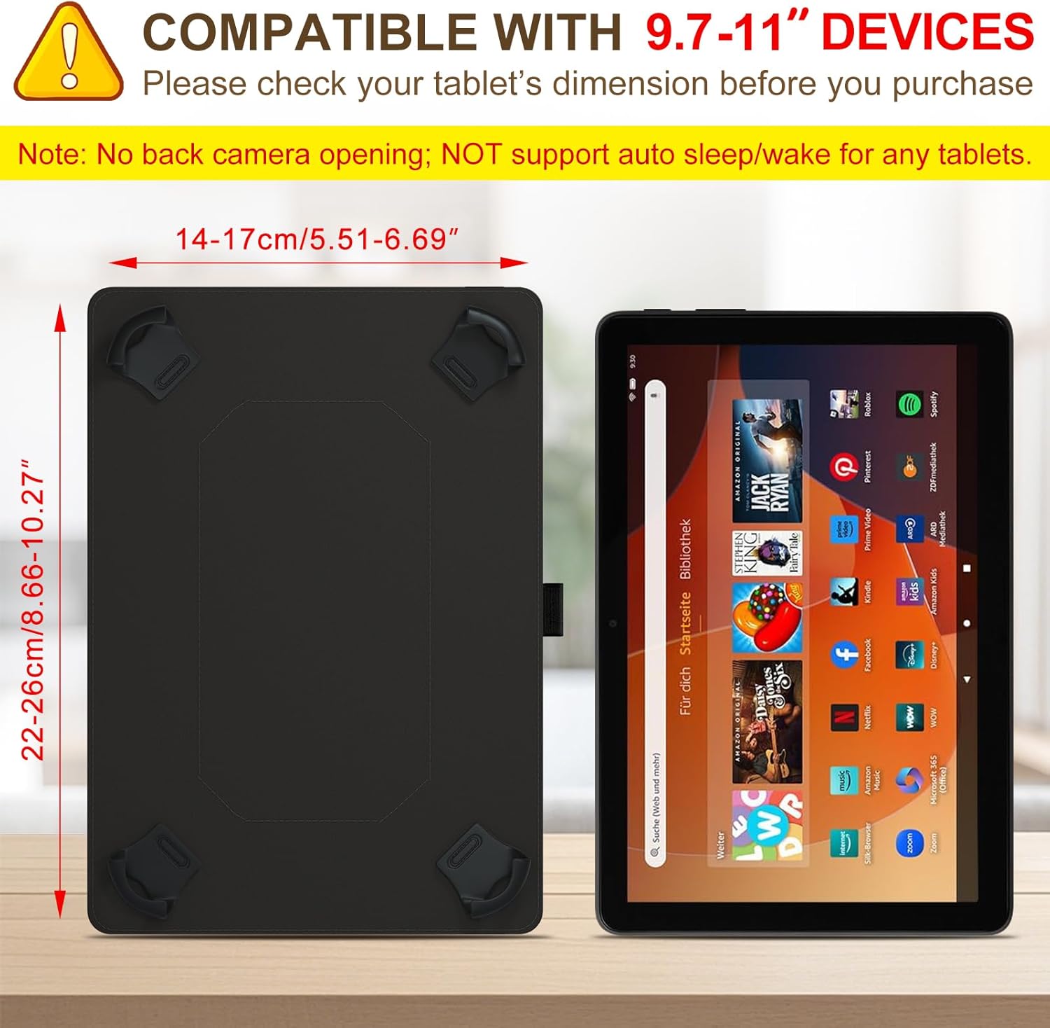 Thumbnail 1 de XunyLyee Universal tablet case for 9.6–11 inch Android tablets (black) with multi-angle stand