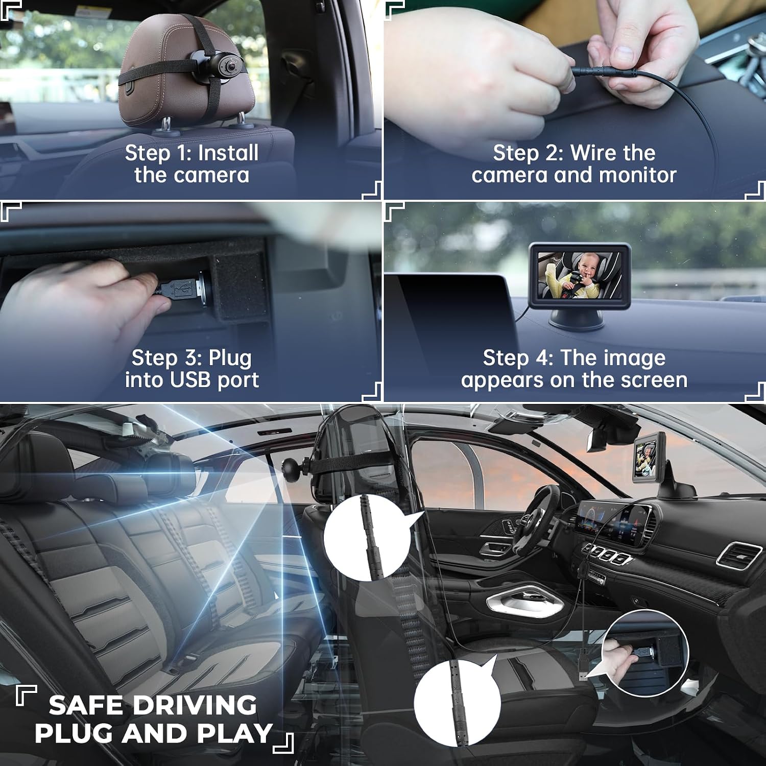 Thumbnail 4 de GEARCELL Baby Car Camera HD 1080P 4.3" display