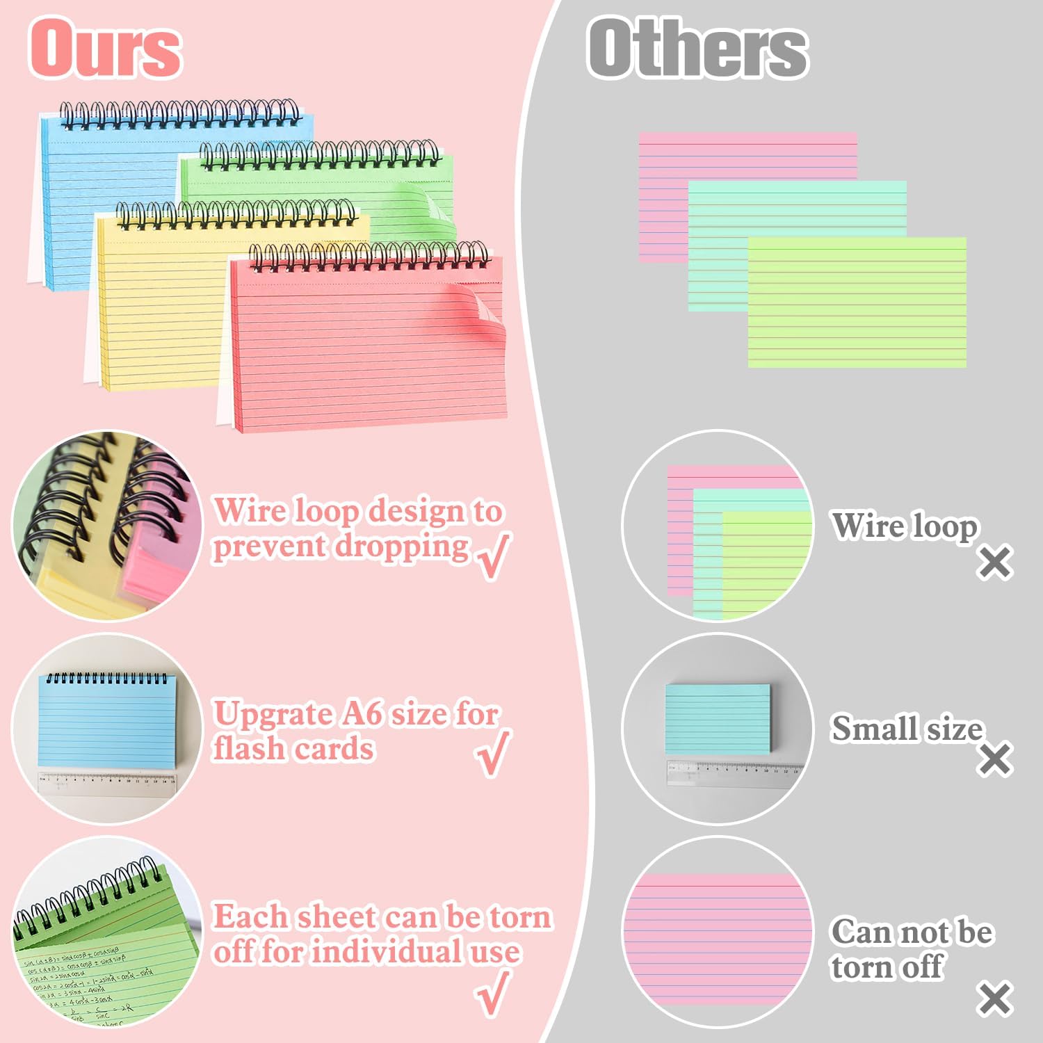 Thumbnail 4 de Vakki A6 Flash Cards (200 PCS) Revision Index Papers, spiral ruled cue notepaper