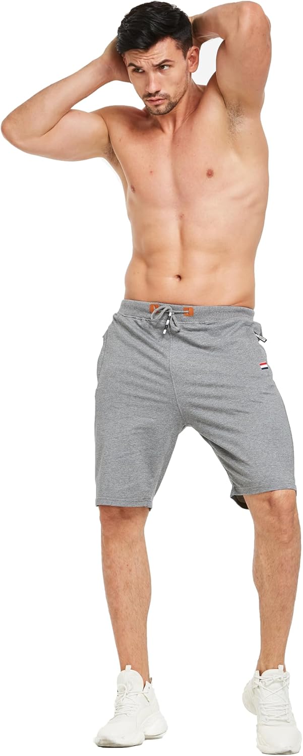 Thumbnail 4 de JustSun Mens Shorts Casual Sports Joggers Shorts with Elastic Waist Zipper Pockets