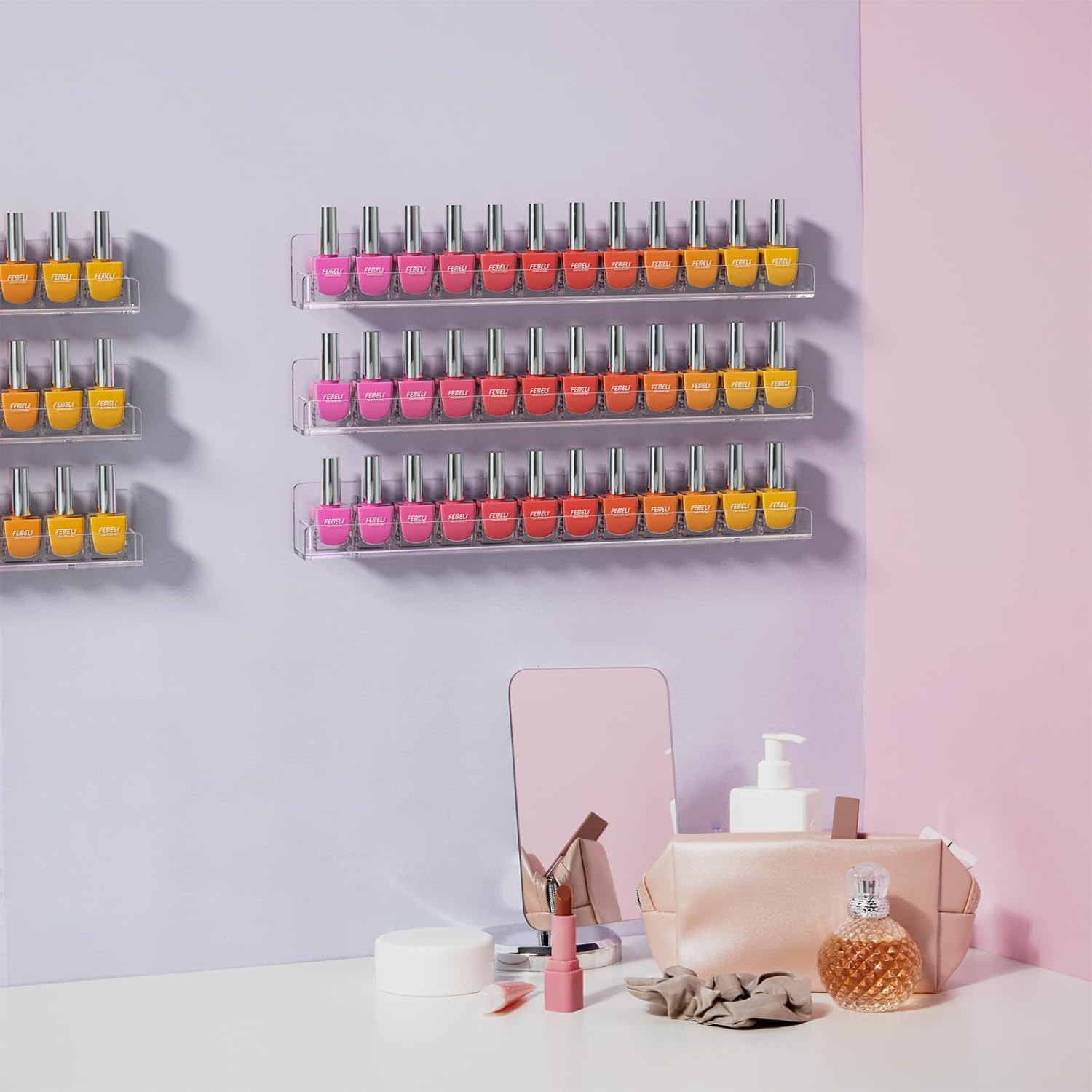 Thumbnail 1 de FEMELI Nail Polish Wall Rack 15 Inch 💅