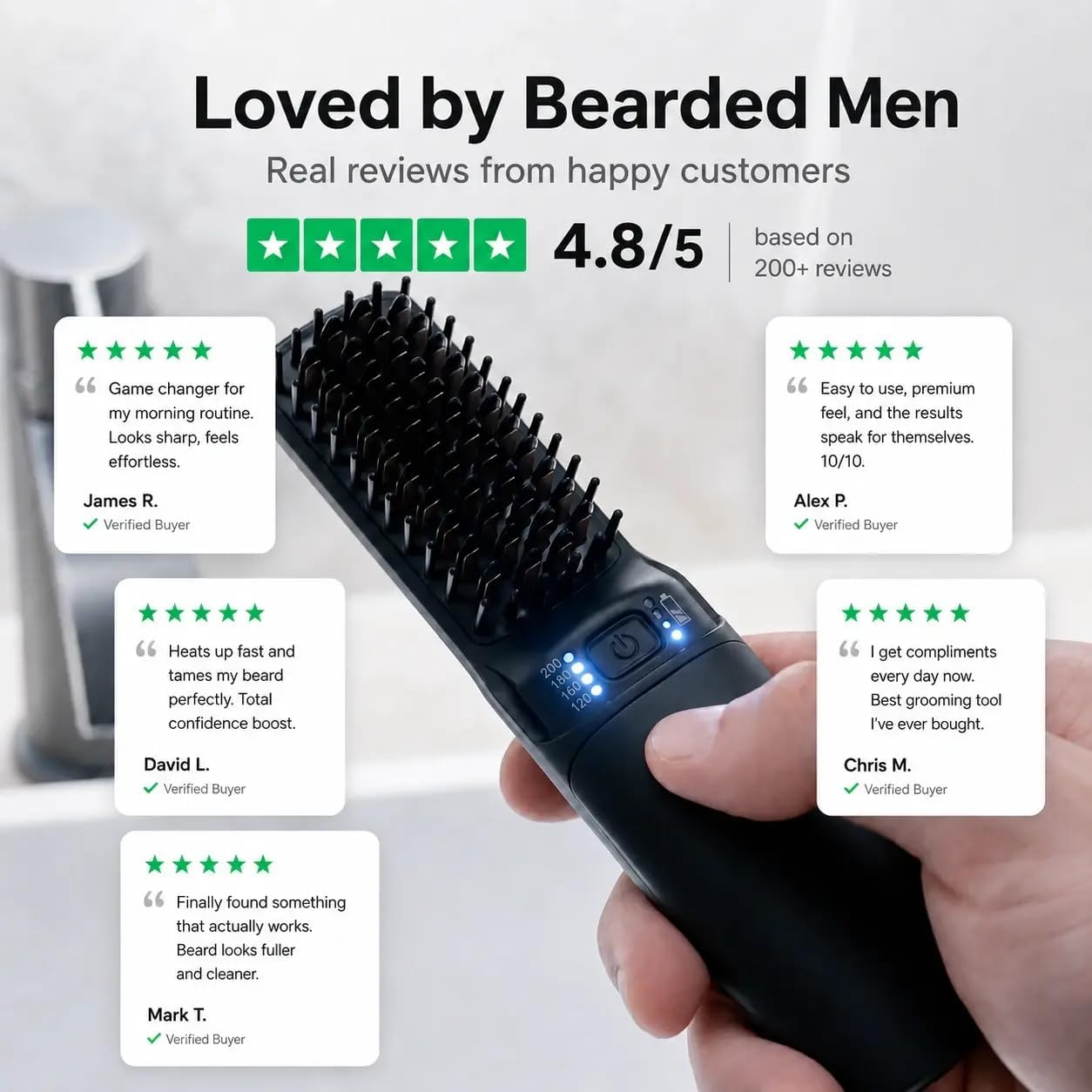 Detalle 1 de Odenson Beard Forger sladdlös värmeborste för skägg med fyra värmelägen