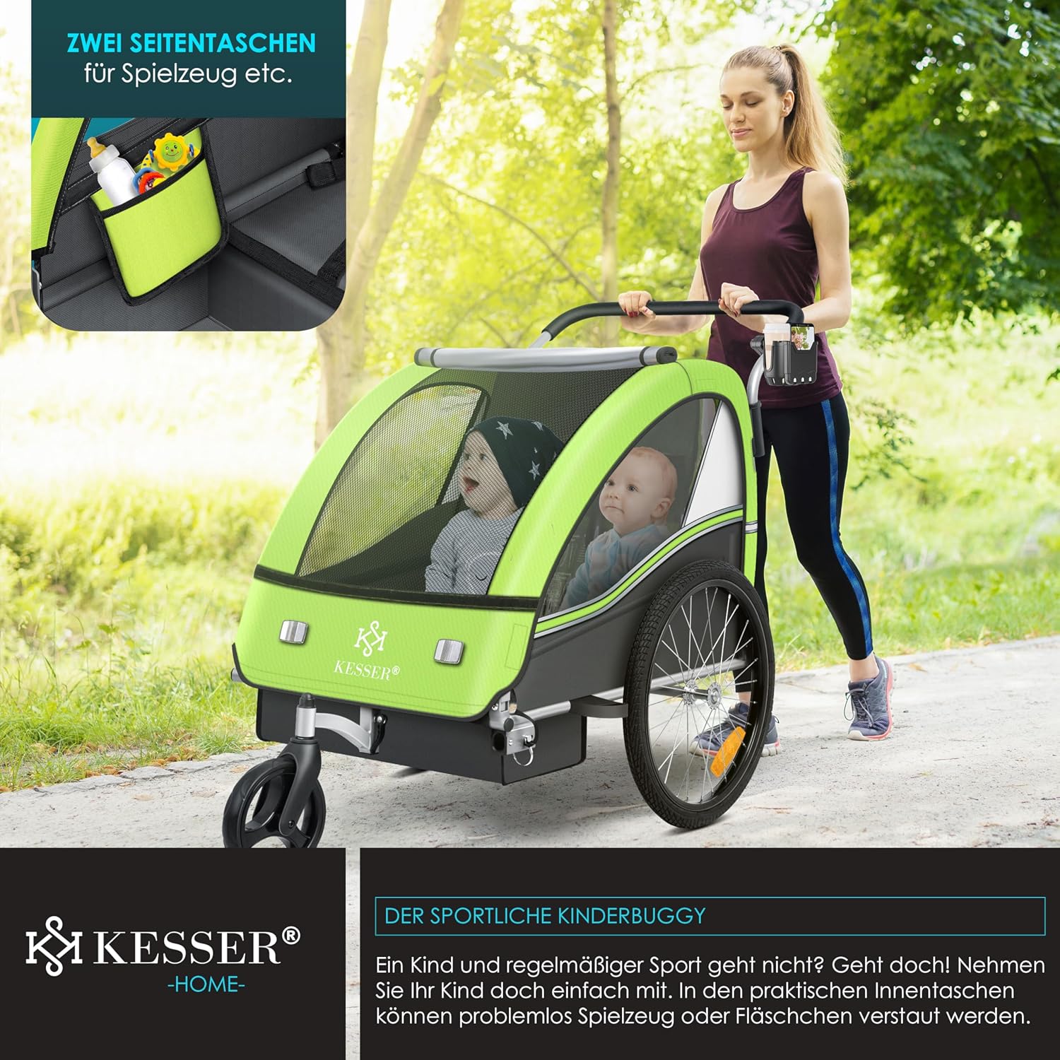 Thumbnail 5 de KESSER® Kinderfahrradanhänger Sport-RX 2in1 Jogger & Buggy – 1–2 Kinder bis 40 kg