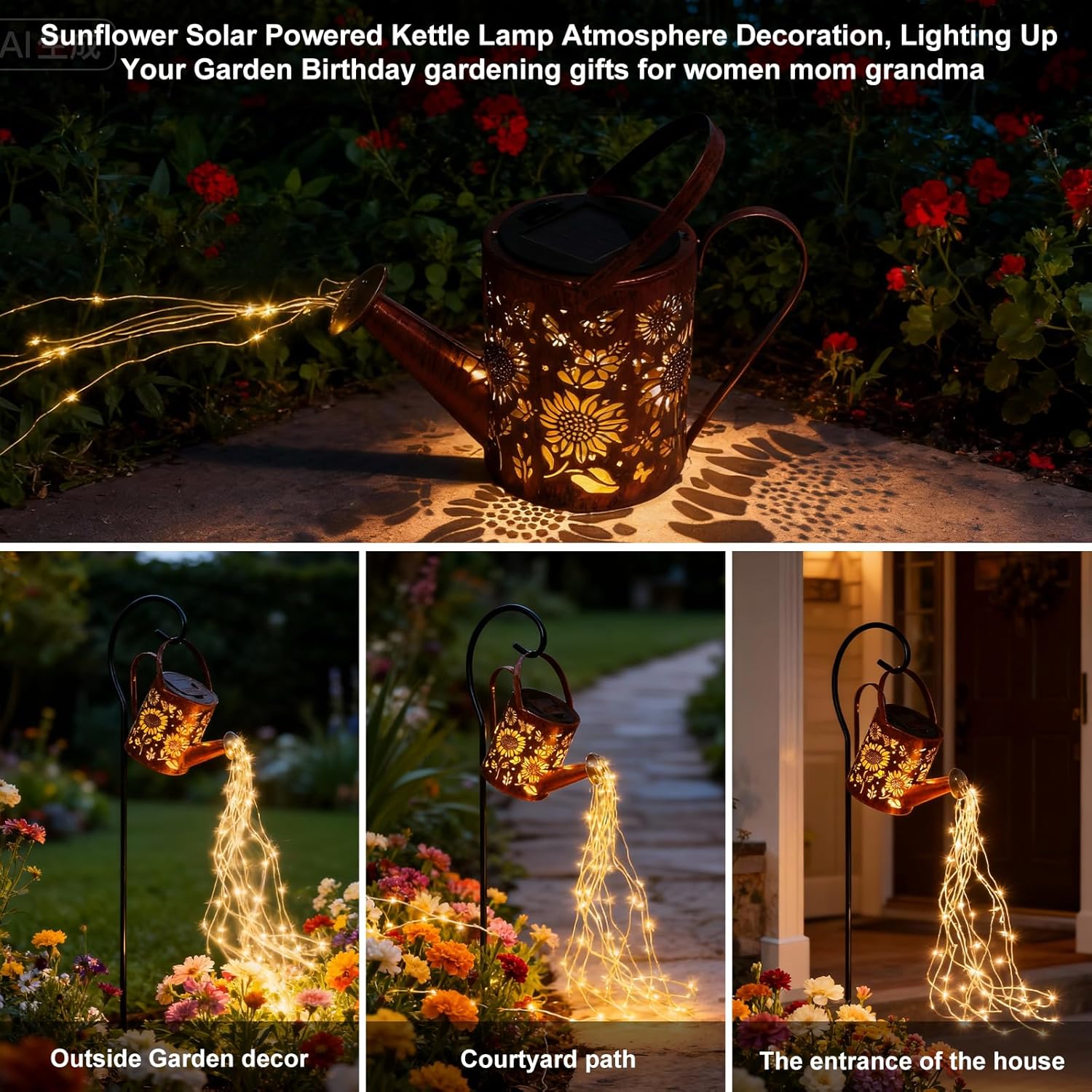 Detalle 2 de ZKLiLi Solar Sunflower Garden Light 33in