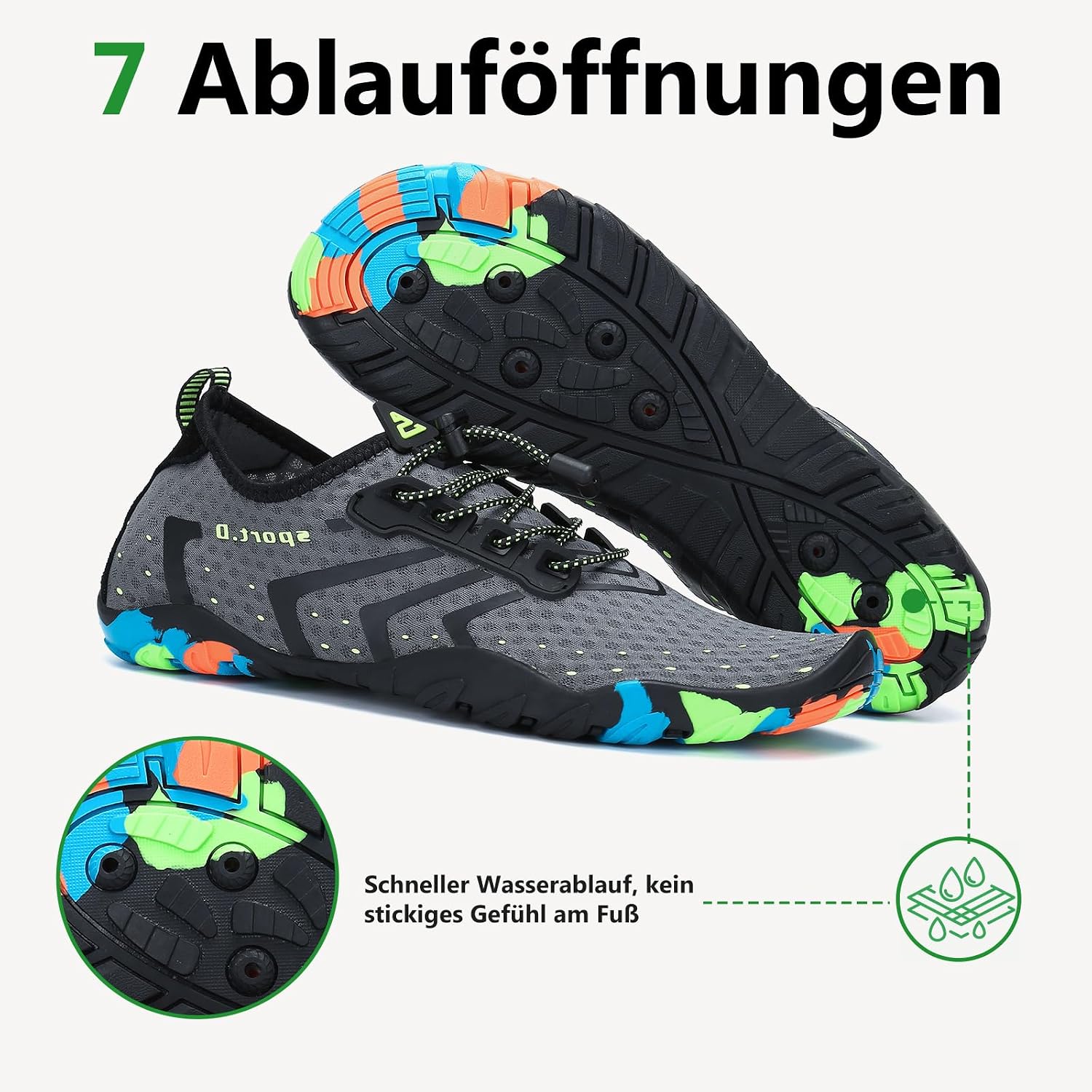 Detalle de Saguaro Wasserschuhe für Herren – rutschfest, schnelltrocknend und vielseitig im Wassersport