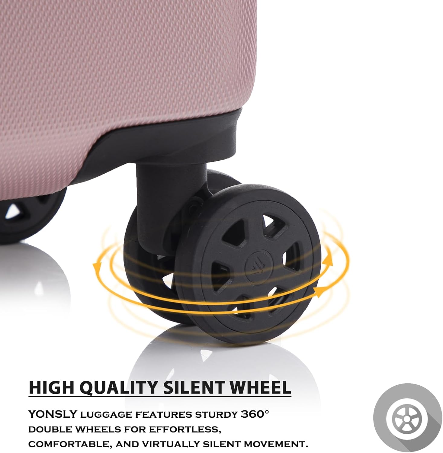 Detalle 2 de YONSLY Trolley Koffer – Hartschalen-Reisekoffer mit 360° Rollen, Zahlenschloss und roségoldem Design (L)