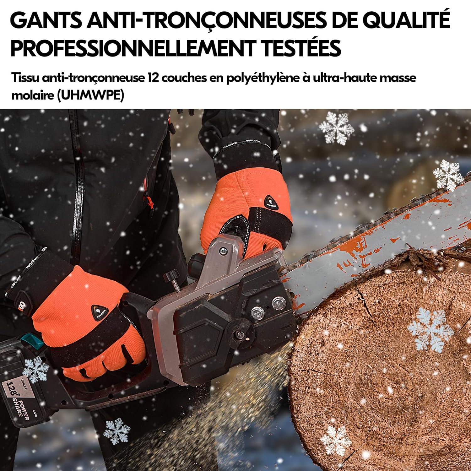 Thumbnail 3 de Vgo... 1 paire gants pour tronçonneuse 0℃ 🧤